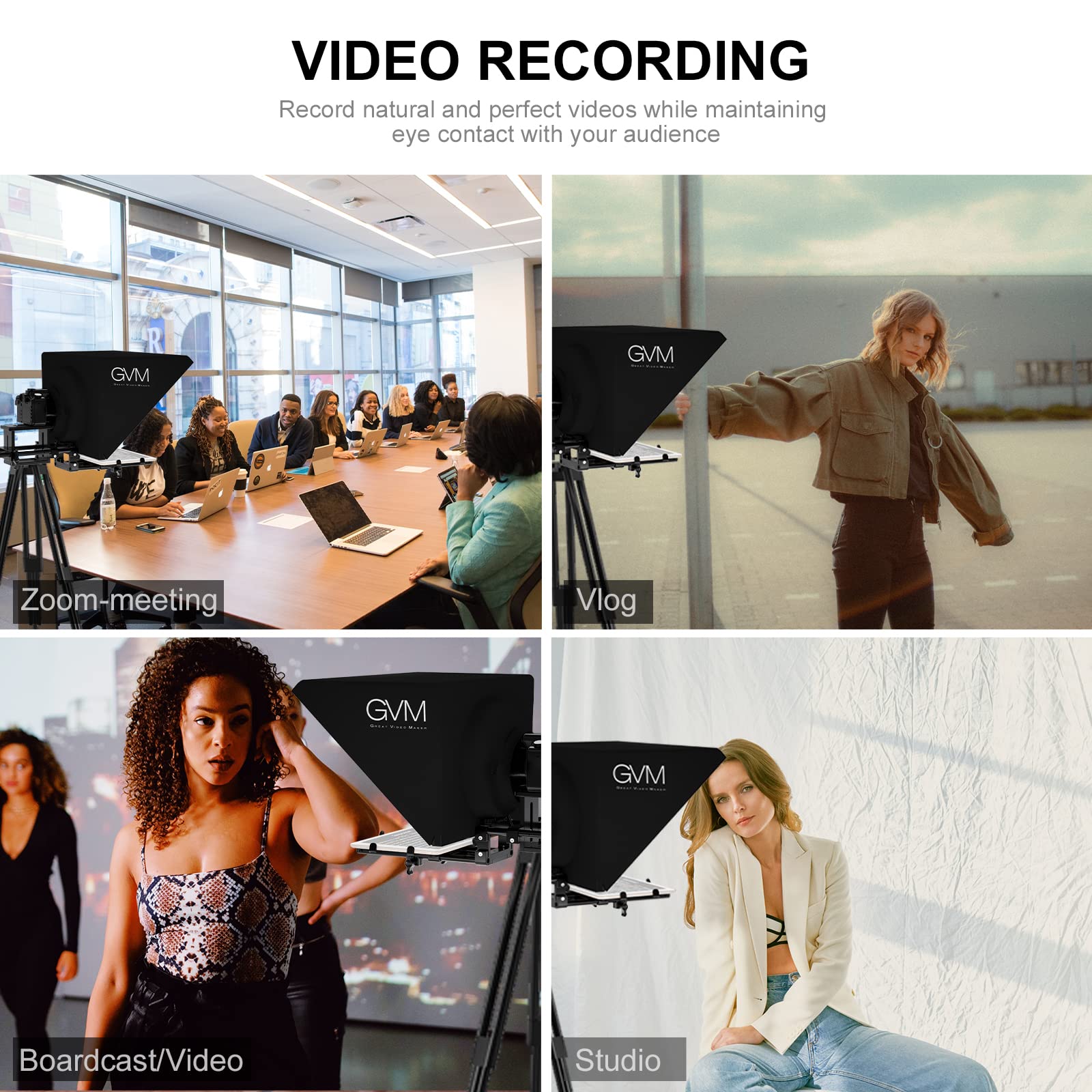 Gvm Teleprompters For Ipad Tablet Dslr Camera Portable 18'' Teleprompter Kit With Remote Control & App,Solid Aluminum Constructi