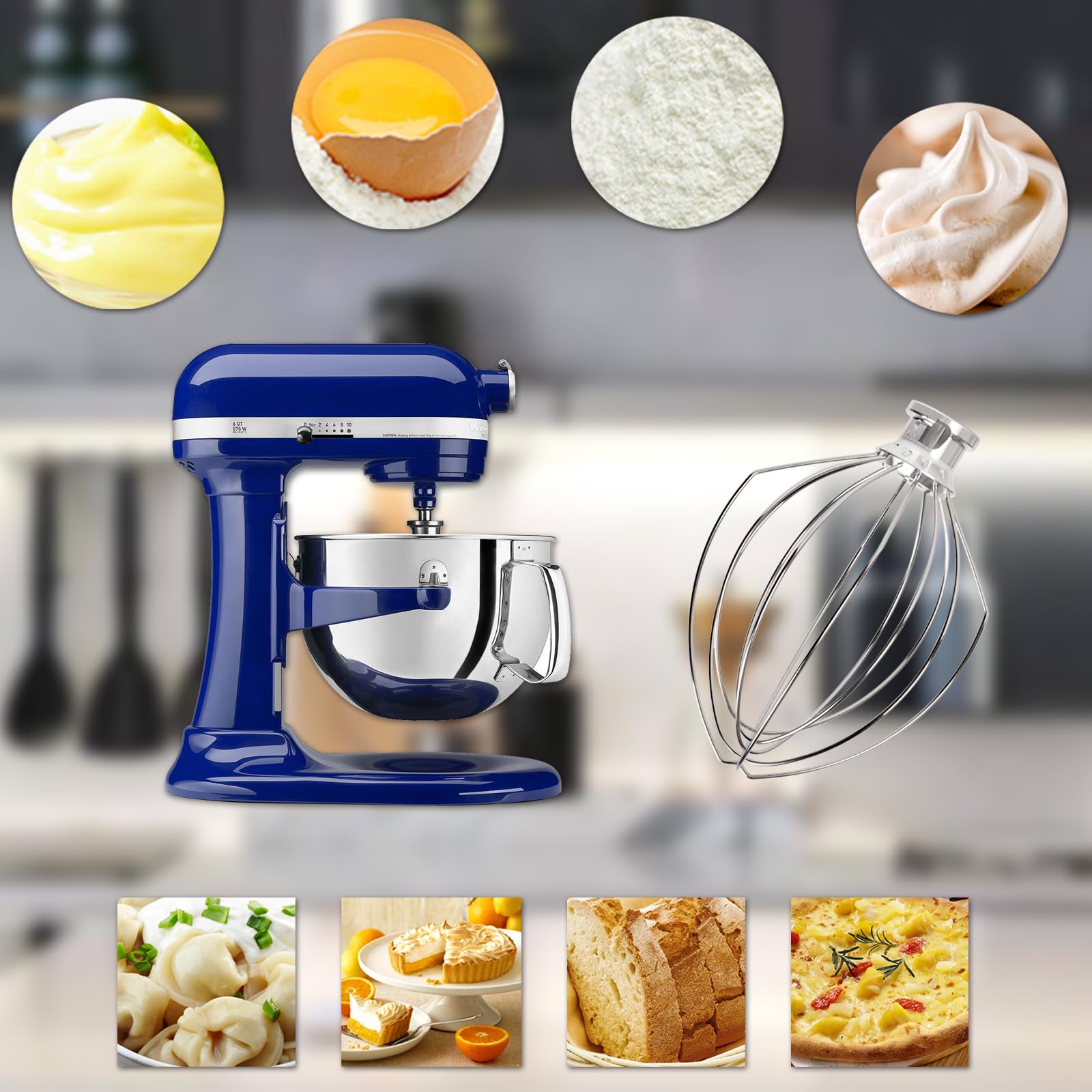 Wire Whip Attachment For Kitchenaid 5 Quart Bowl Lift Stand Mixer, K5Aww Replacement 6 Wire Whip, Egg Cream Stirrer, Cake Mayonn