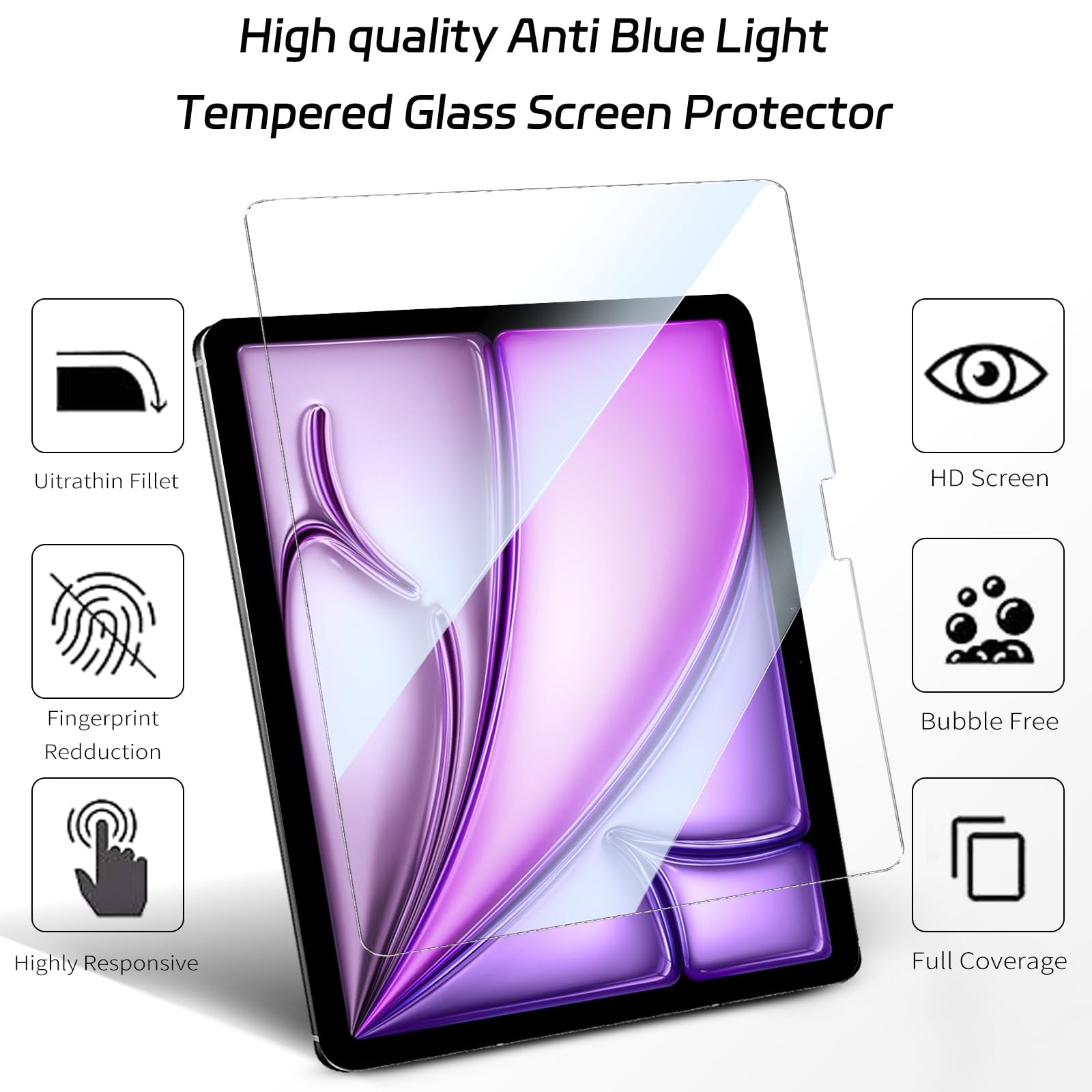 Zenrich [2Pack Ipad Air 6Th Gen 13 Inch Screen Protector With Anti Blue Light, Ipad Air 13'' M2 2024 Tempered Glass Screen Prote