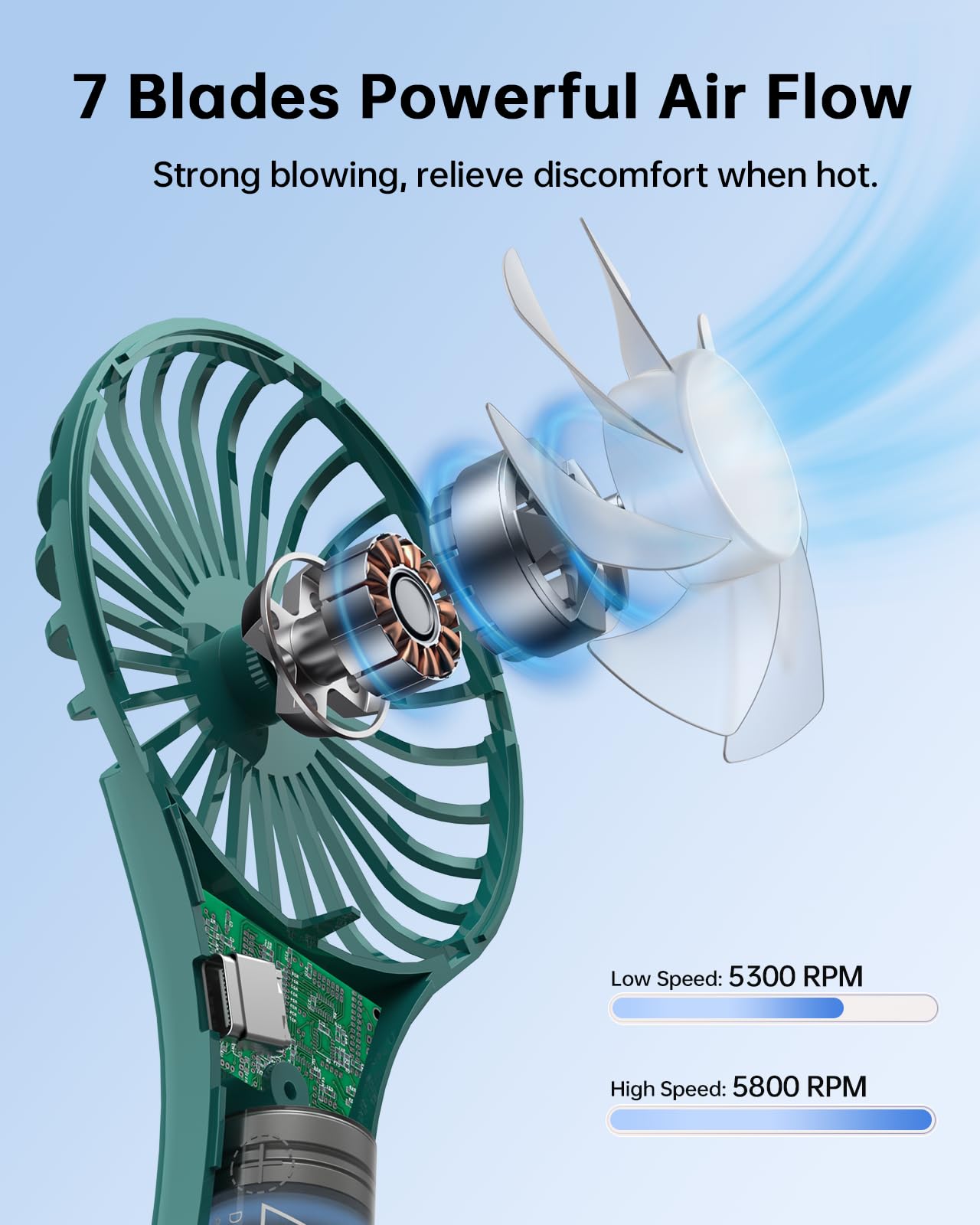 Tripole Handheld Fan Personal Battery Operated Fan, Strong Wind Mini Portable Fan, Usb Rechargeable Small Electric Makeup Eyelas