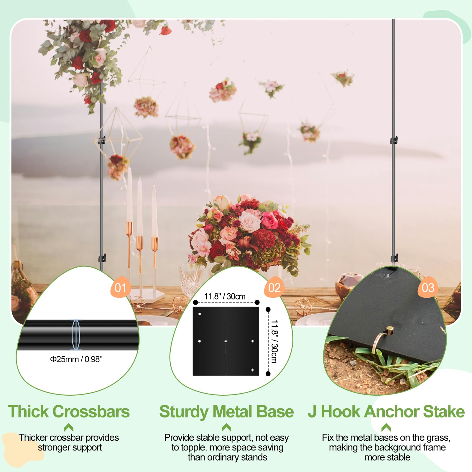 Fudesy Heavy Duty Backdrop Stand, 10X10Ft Adjustable Photo Background Stand Support System Kit With Steel Base, Pipe And Drape P