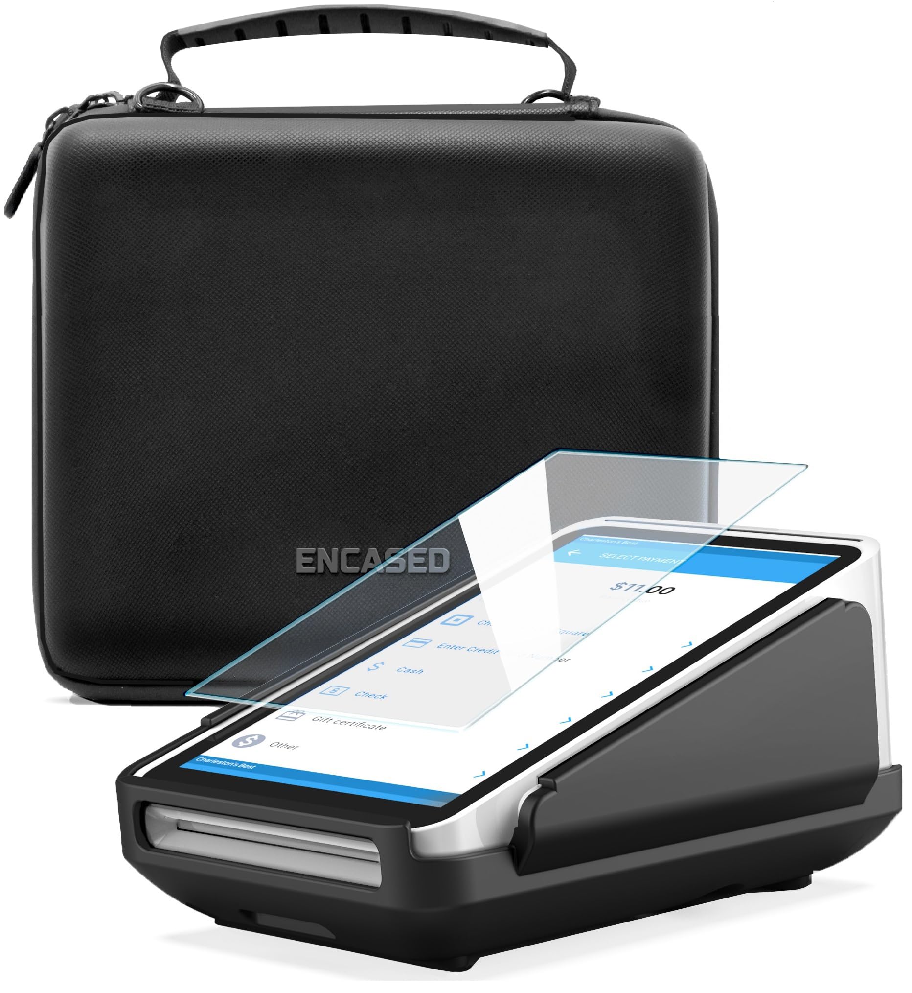 ENCASED Square Terminal Carry Case with Protective Cover and Screen Protector - EVA Hard Shell Travel Carrying Bag with Cover an