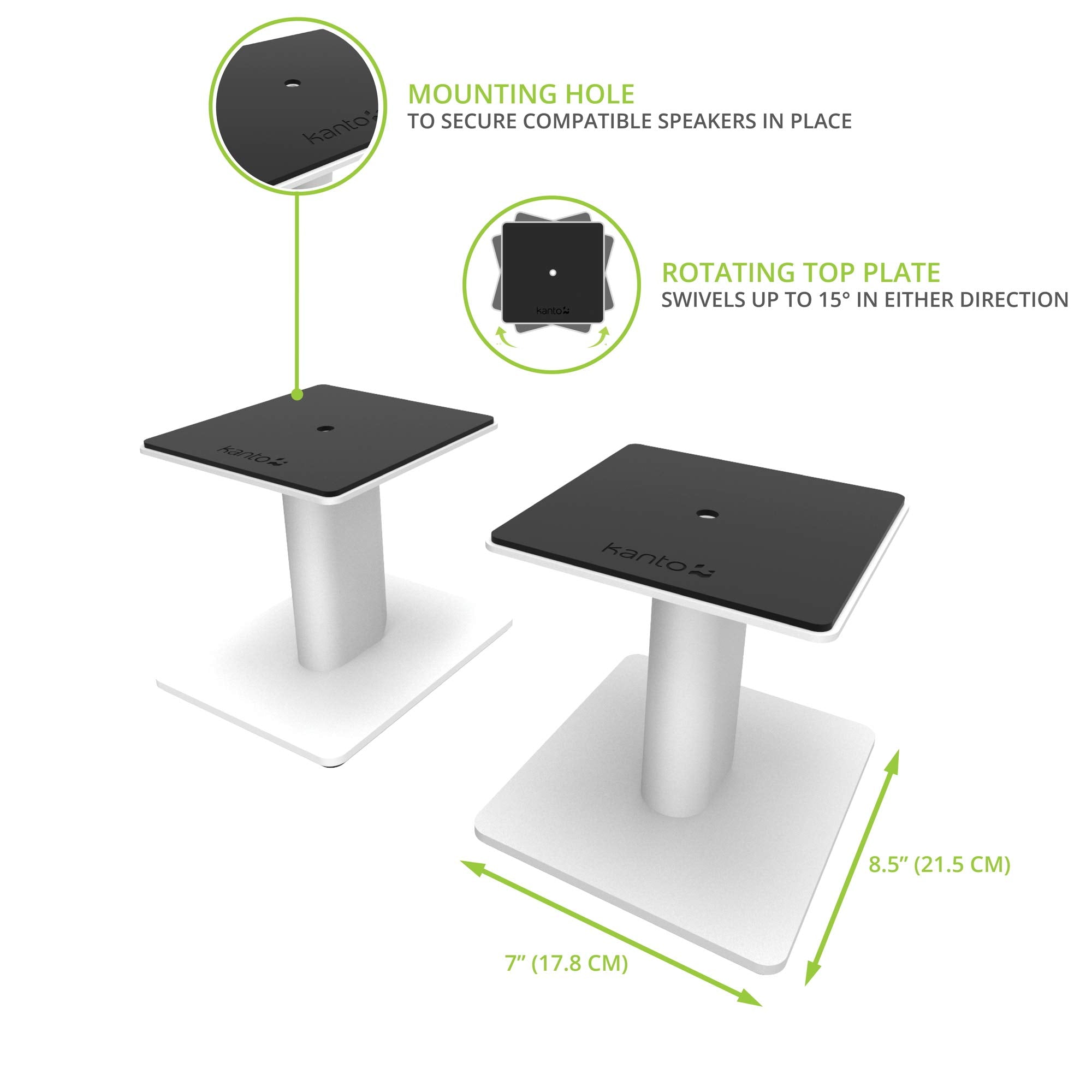 Kanto Sp6Hdw Universal Desktop Speaker Stands   6 Inch   2 Pack   Steel (White)