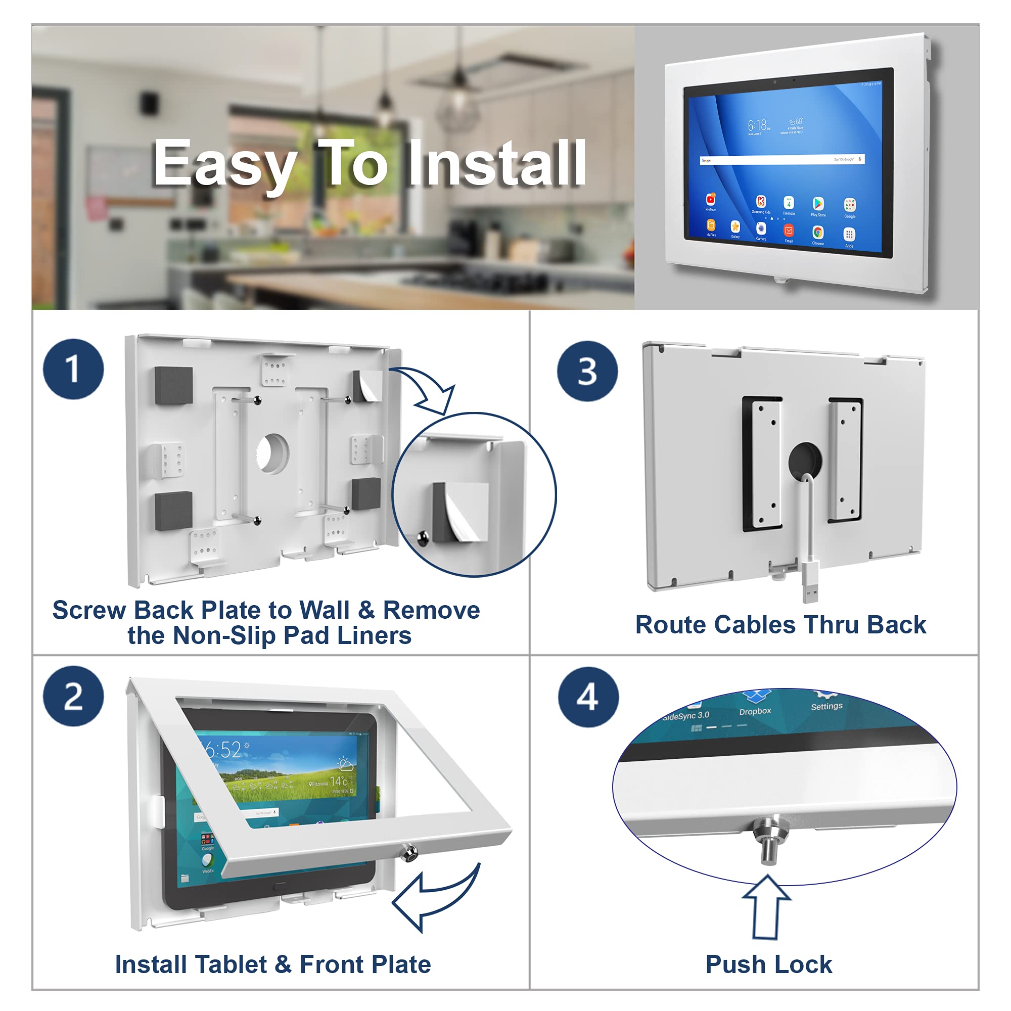 Tabcare Locking Security Metal Case For Lenovo Smart Tab P10 Tablet Supports Wall Mount 75/100 Mm Vesa (White, Tab P10)