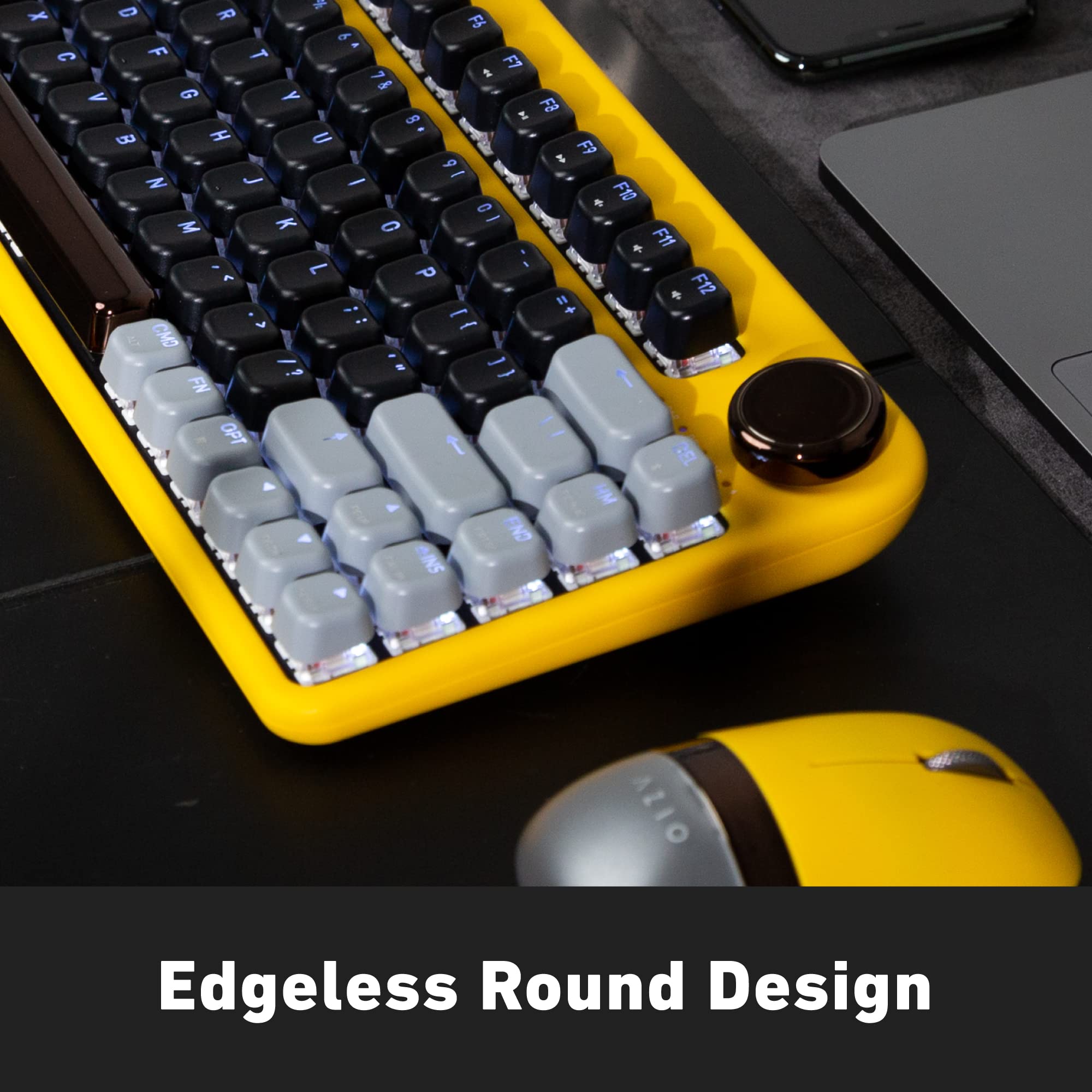 Azio Izo Wireless Bt5/Usb Pc & Mac Mechanical Keyboard, Pre Lubed Red Switches, Golden Iris (Ik412)