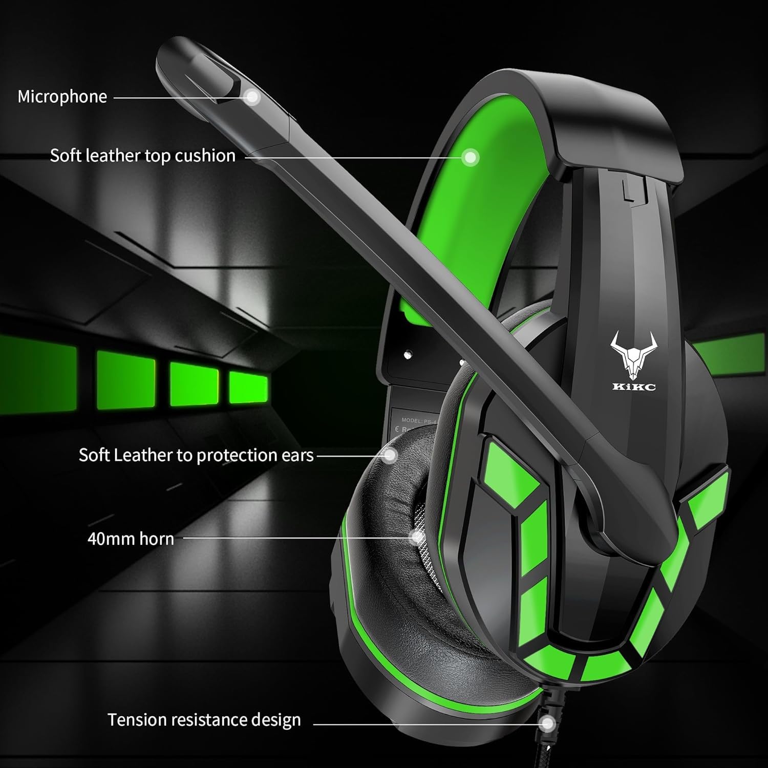 Kikc Gaming Headset With Mic For Ps4, Xbox One, Ps5, Pc, Mobile Phone And Notebook, Controllable Volume Gaming Headphones With S