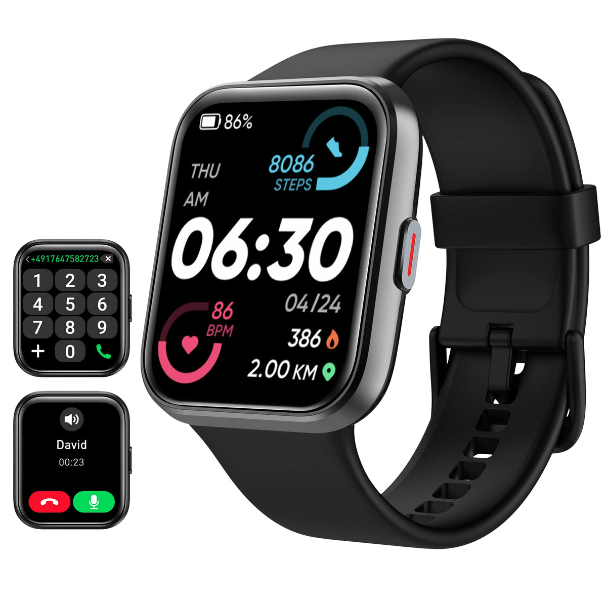 Smart Watch For Men Android & Iphone, Alexa Built-In, 1.8 '' Touch Screen Fitness Tracker With Answer/Make Calls, Ip68 Waterproo