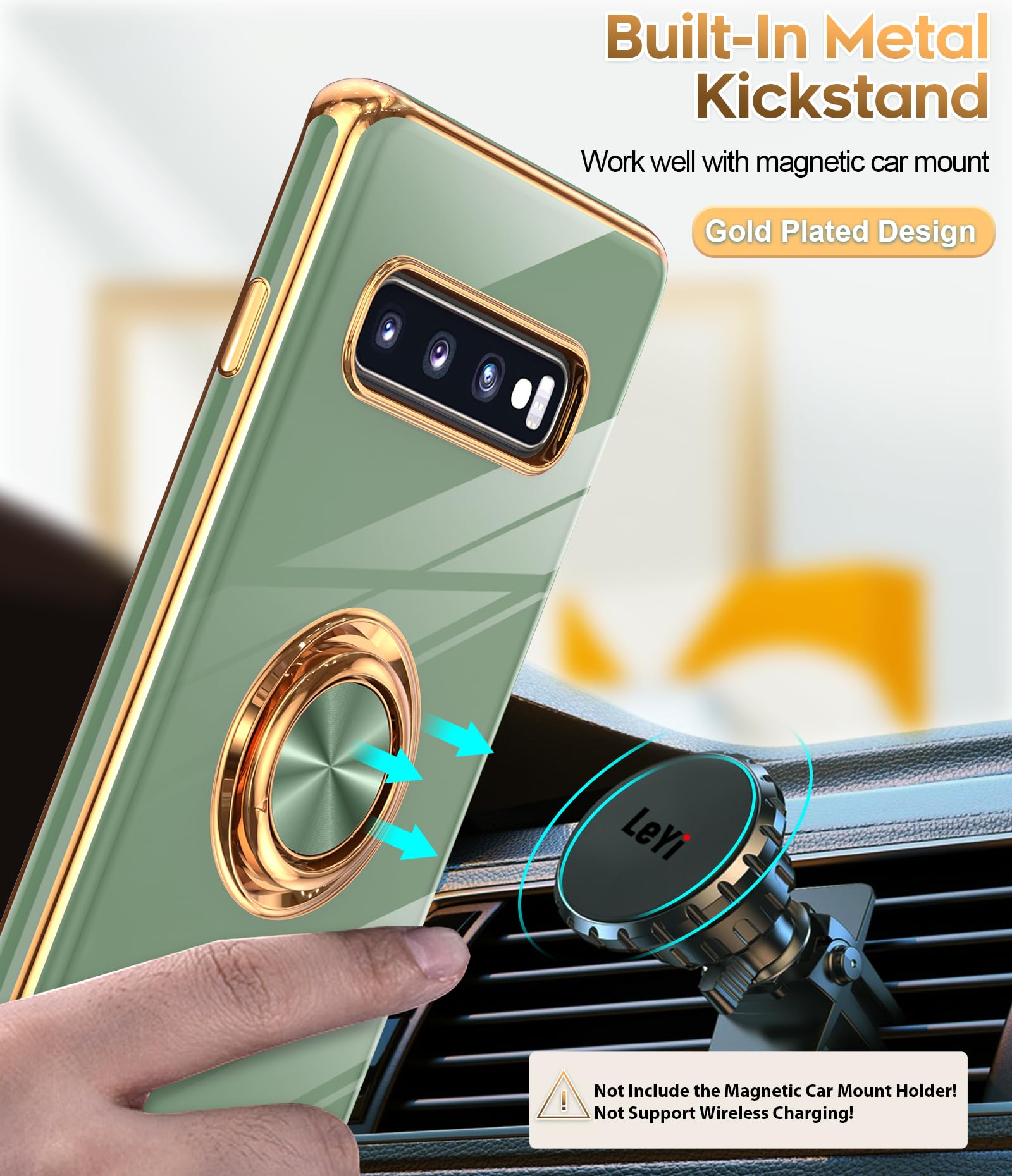 Leyi For Samsung Galaxy S10 Case With 360 Rotatable Ring Holder Kickstand [Compatible With Magnetic Car Mount], Soft Tpu Shockpr