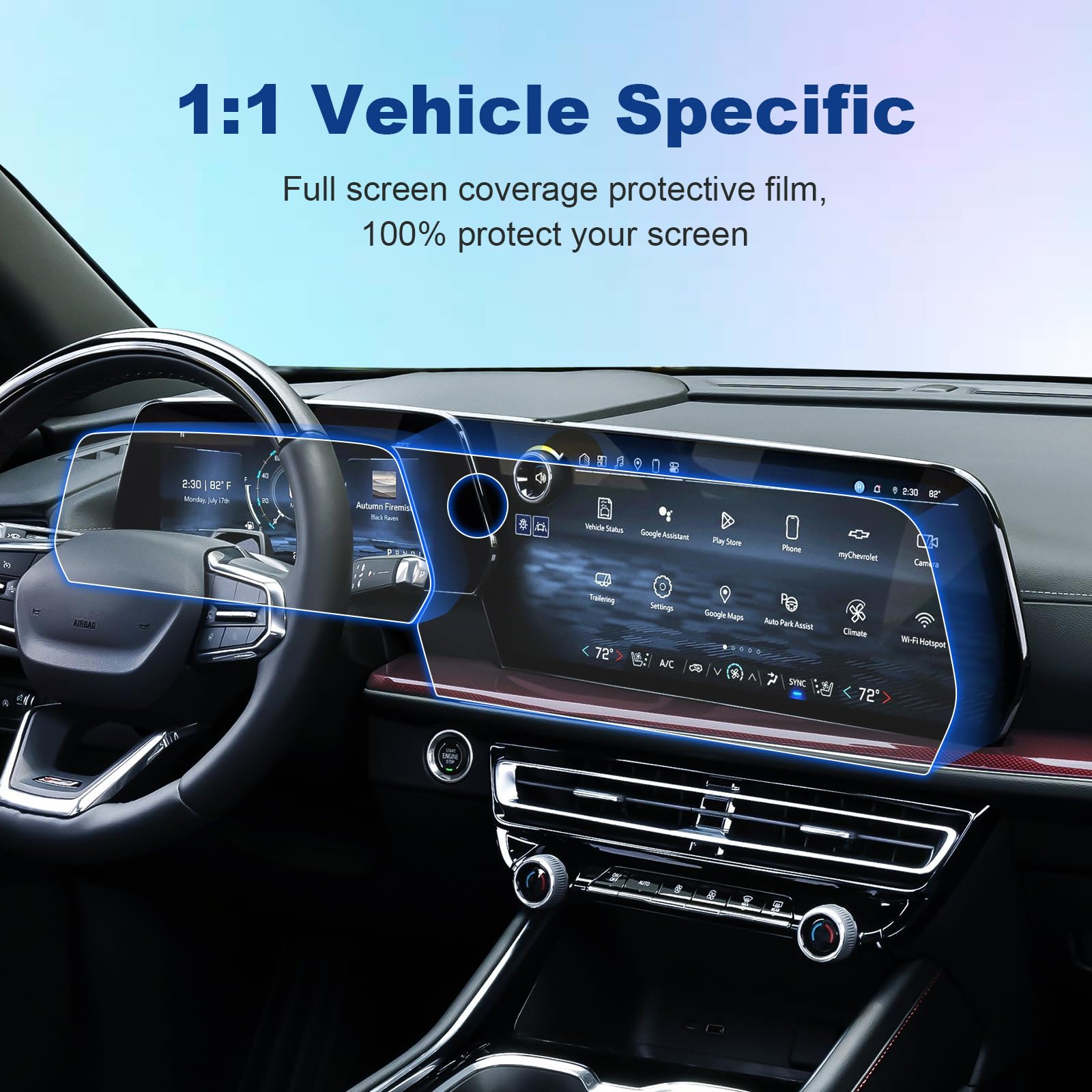 Coleya (4Pcs) 2024 Traverse Screen Protector For Chevy Traverse (17.7In Navigation+11In Dashboard), 2024 Chevy Traverse Rs/Z71/L