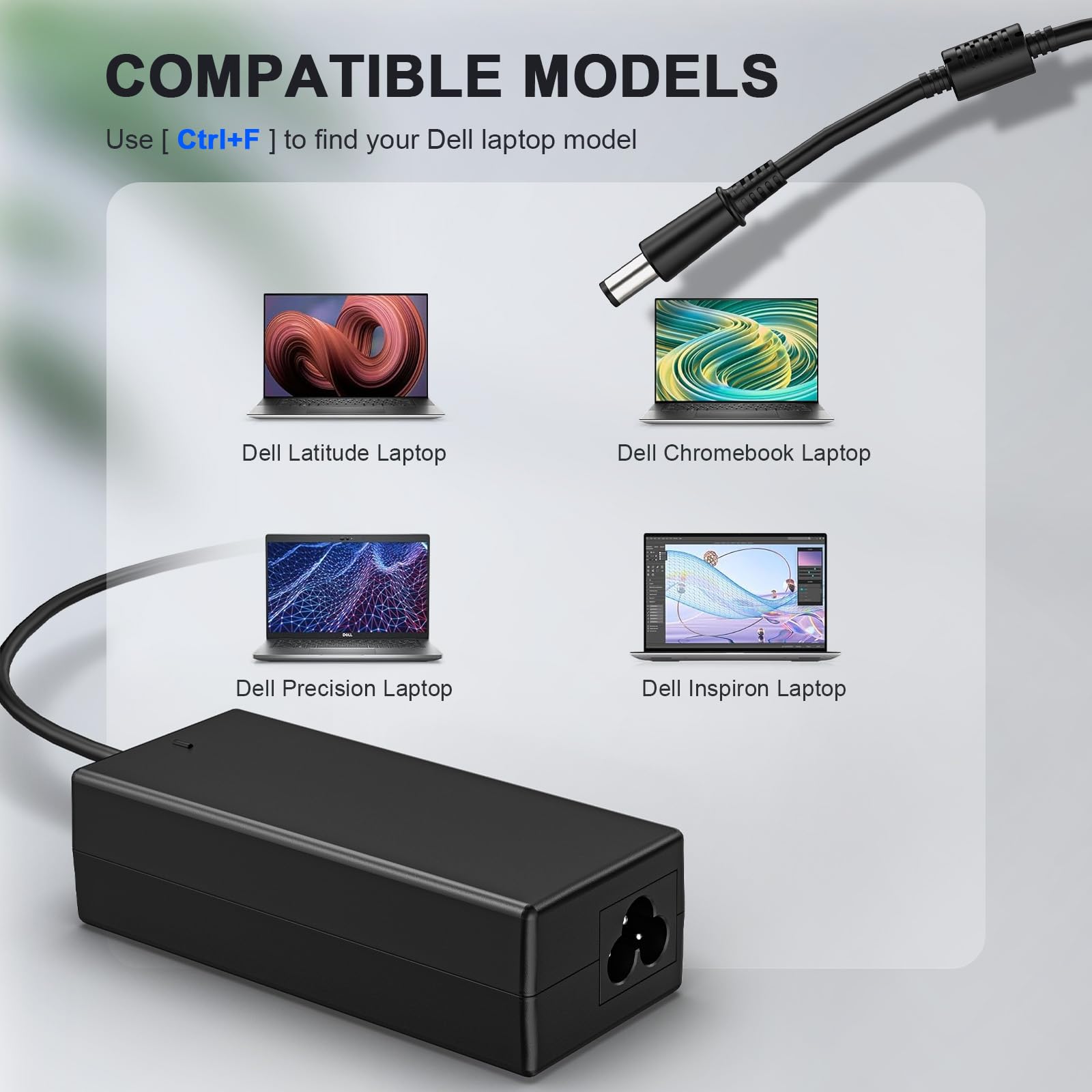 65W Laptop Charger 7.4Mm For Dell Latitude 3190(2 In 1) 5280 5480 5580 7280 7300 7400 E5250 E5450 E5550 E6230 E6430 E6530 Inspir