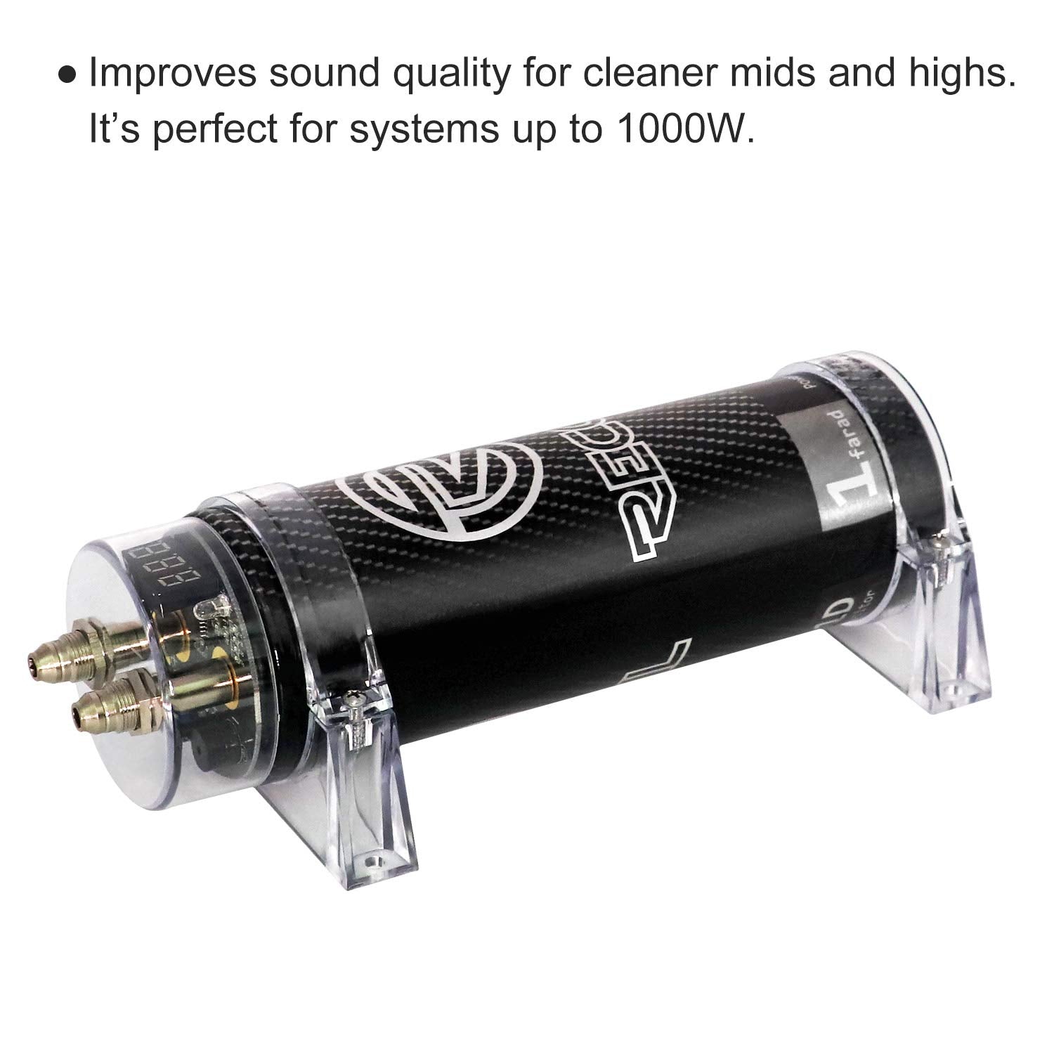 Recoil R1D 1.0 Farad Car Audio Energy Storage Reinforcement Capacitor With Blue Digital Read Out