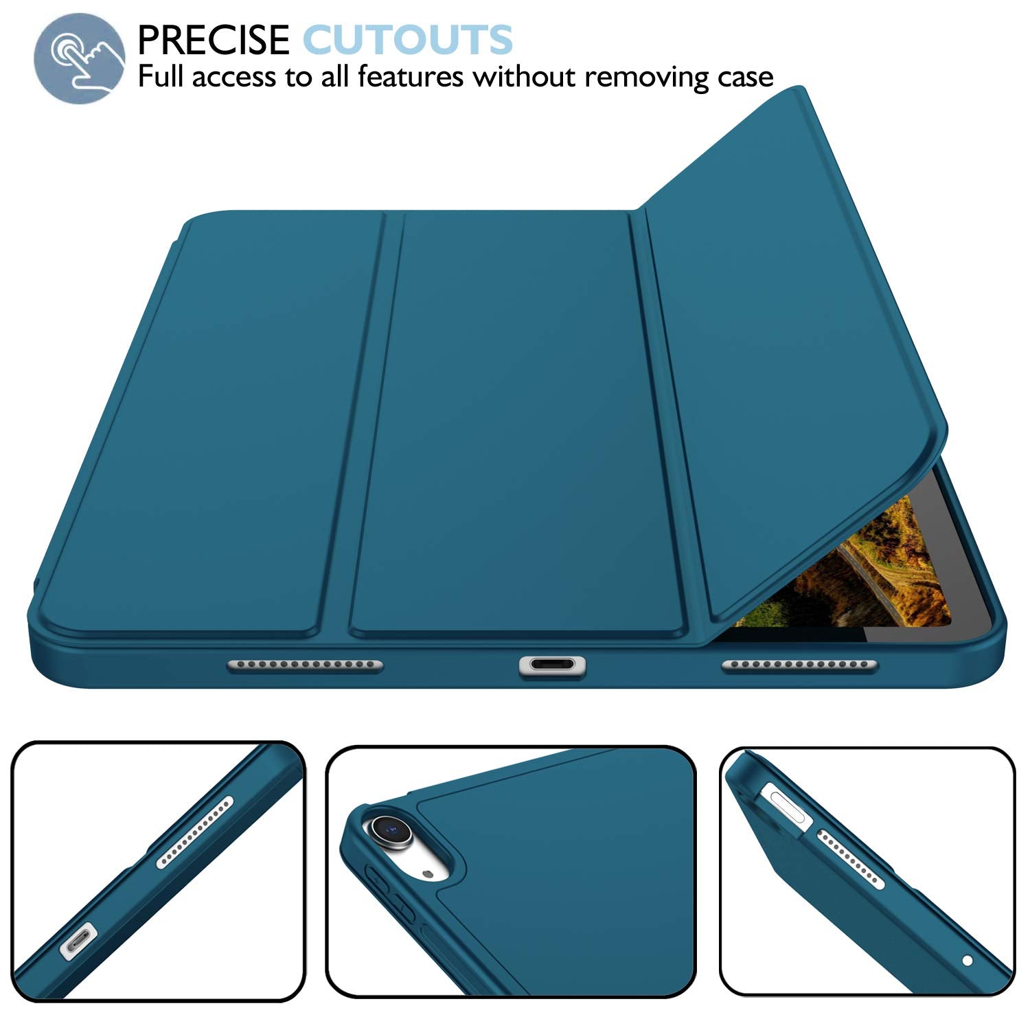 Imieet Ipad Air 11 Inch Case M3(2025) / M2 (2024), Ipad Air 5Th/4Th Generation Case 2022/2020 10.9 Inch With Pencil Holder,Trifold Stand Smart Case With Soft Tpu Back(Emerald)