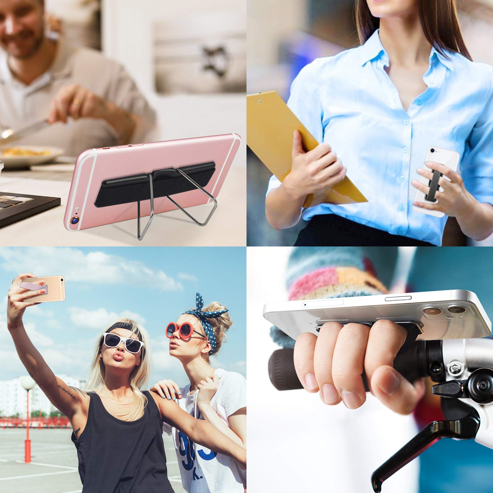 Phone Strap, Cisid 4 Pcs Phone Finger Holder Back Of Phone Grip With Stand Suitable For Iphone Samsung And Most Smartphones(Blac