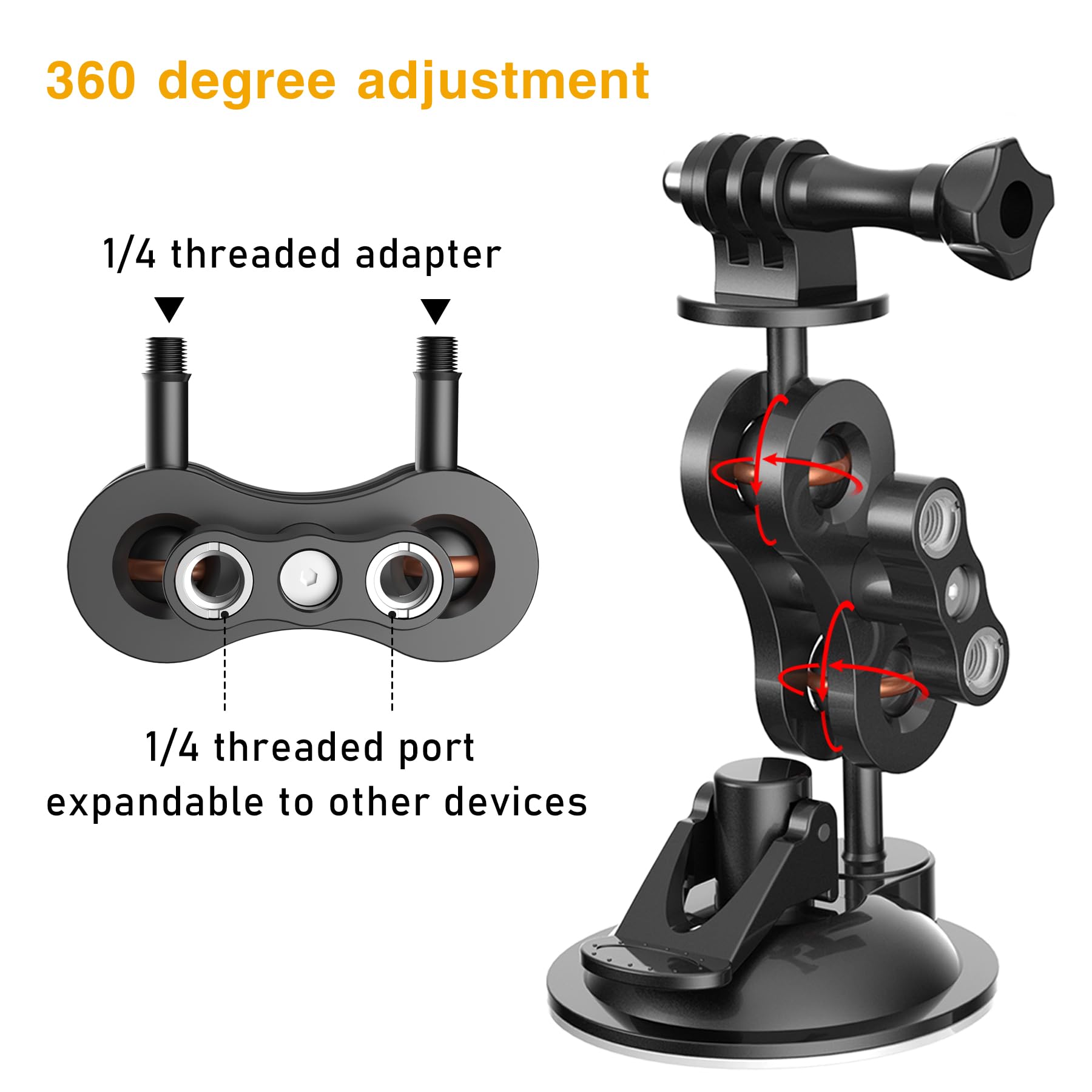 Camera Suction Cup Mount,Car Windshield Window Dashboard Suction Cup Holder,Phone Holder,For Gopro Hero 12 11 10 9 8 7 6 5 Insta