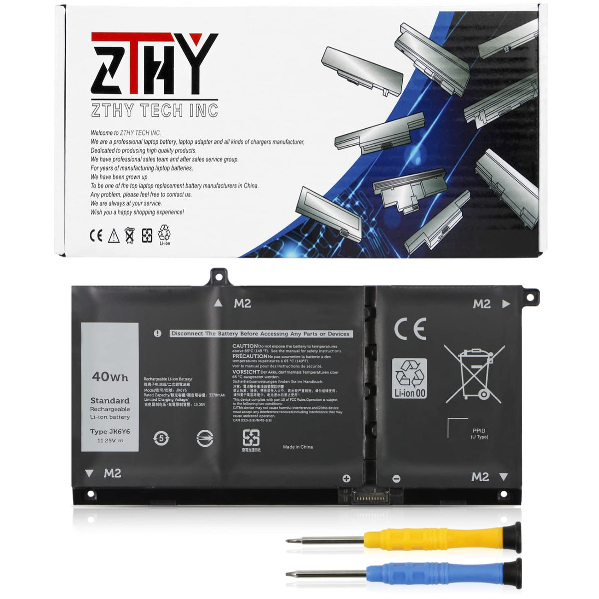 Zthy Jk6Y6 Laptop Battery Replacement For Dell Latitude 3410 3510 Vostro 5300 5401 5501 Inspiron 5300 5401 5408 5501 5508 5400 7