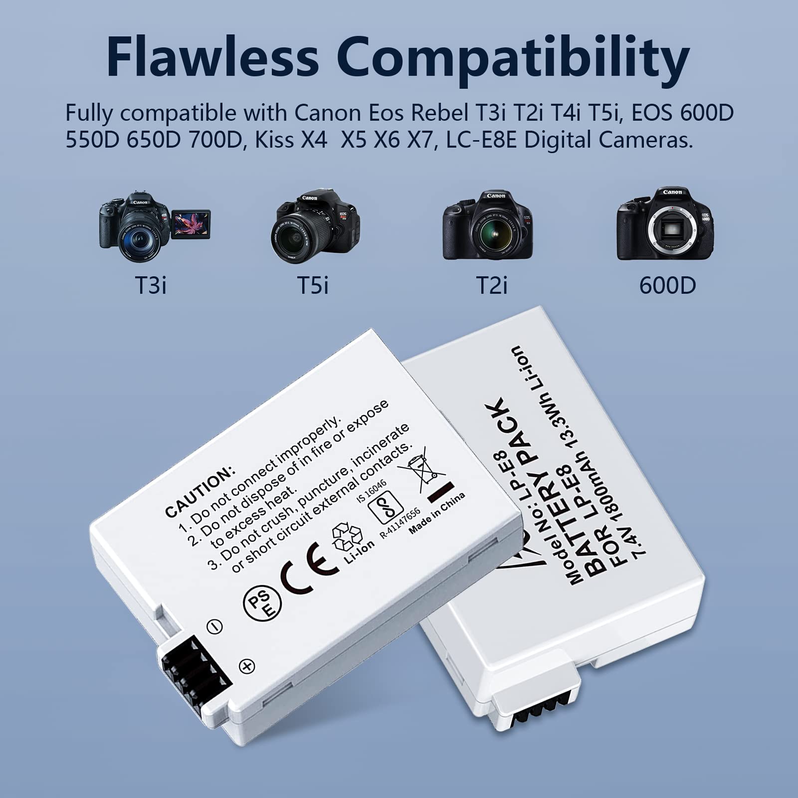 Artman Upgraded Lp E8 Battery And Usb Lcd Dual Charger Kit For Canon Eos Rebel T2I T3I T4I T5I, Eos Kiss X4 X5 X6 X7I, Eos 550D