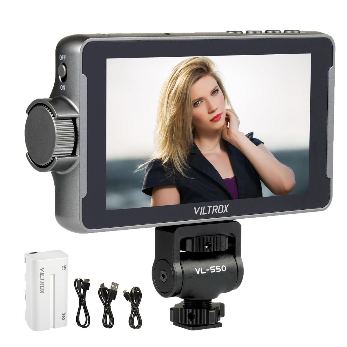 Viltrox Dc 550 Camera Video Monitor, 5.5 Inch 1200Nits 4K Hdmi In/Out Video Field Monitor Kit With Battery   On Camera Monitor,