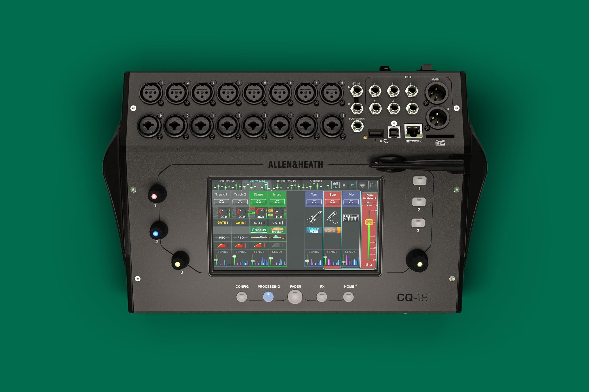 Allen & Heath Cq 18T Digital Mixer With 7' Touchscreen Wifi And Bluetooth Connectivity