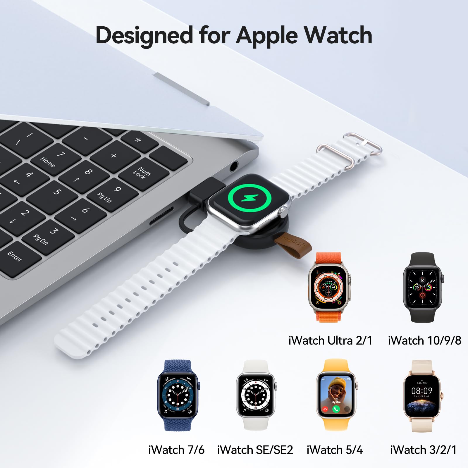 Newdery Charger For Apple Watch Magnetic Usb C&Usb A Portable Wireless Iwatch Charger For Apple Watch Ultra 2/1 Series 10 9 8 7