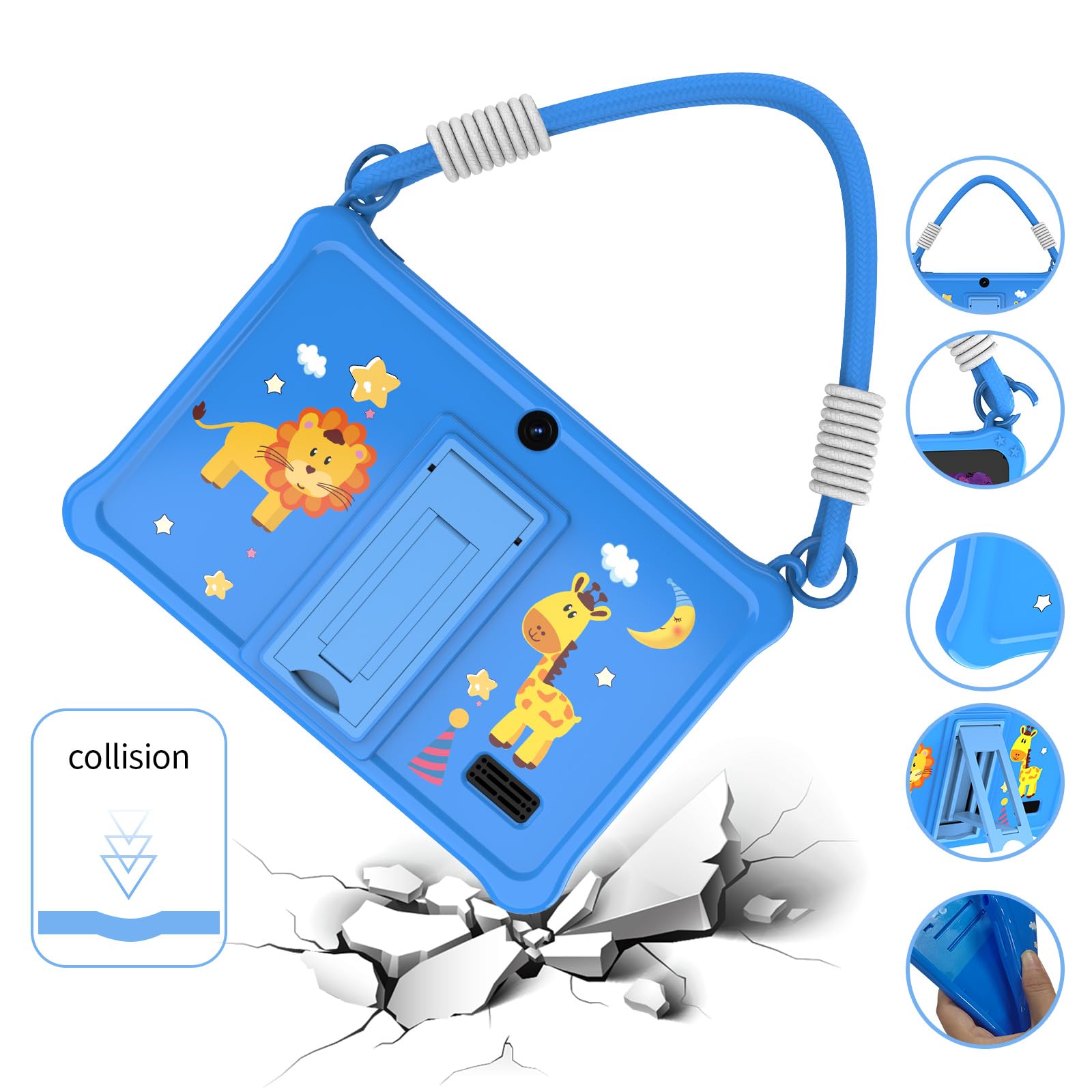 Pritom Lanyard Kids Tablet 7 Inch, 32Gb Toddler Tablet Android 13 With Wifi, Dual Camera, Education, Games, Kids Software Pre In