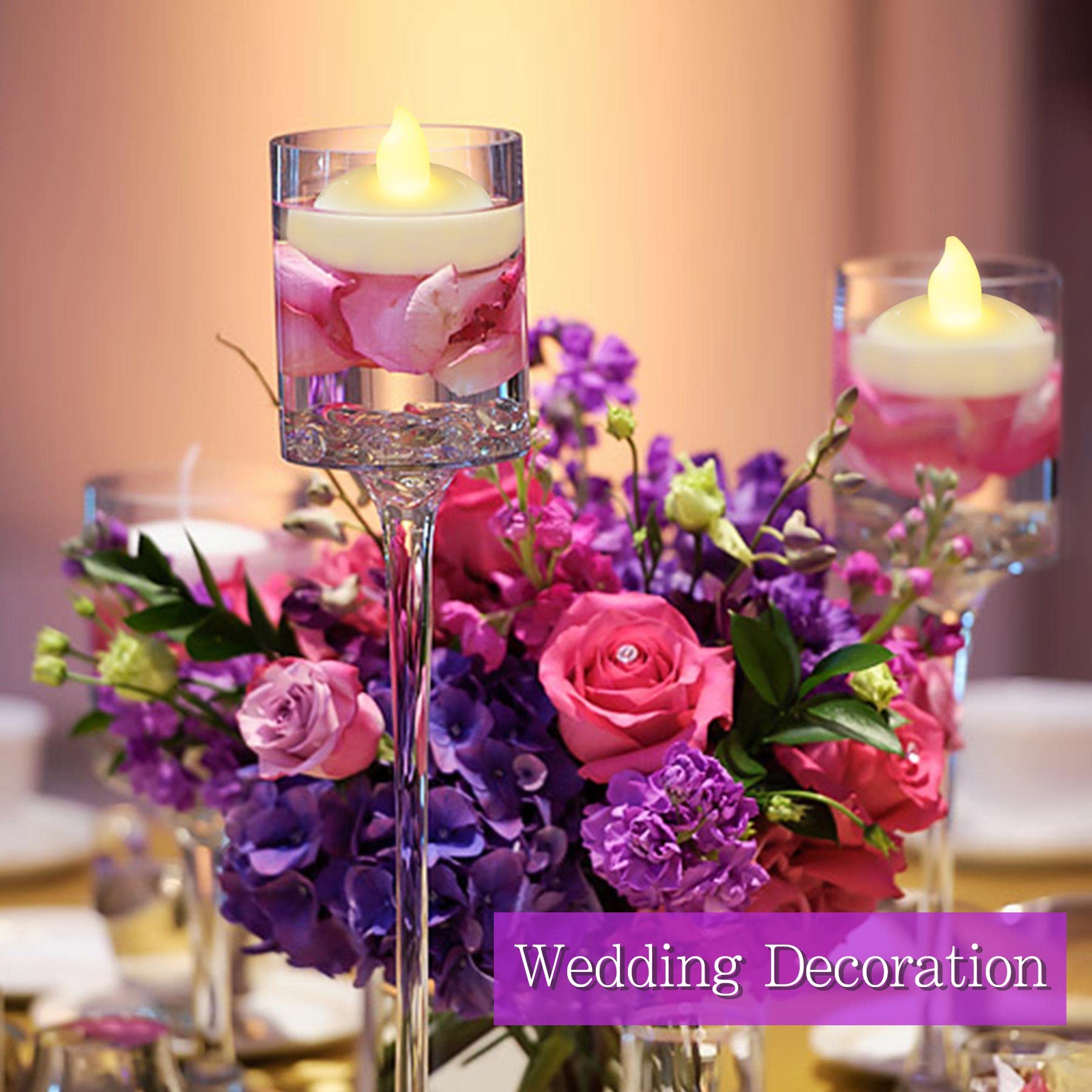 Singtok 12 Pcs Flameless Waterproof Floating Led Candles, Battery Powered Flickering Led Floating Warm White Votive Tea Lights C