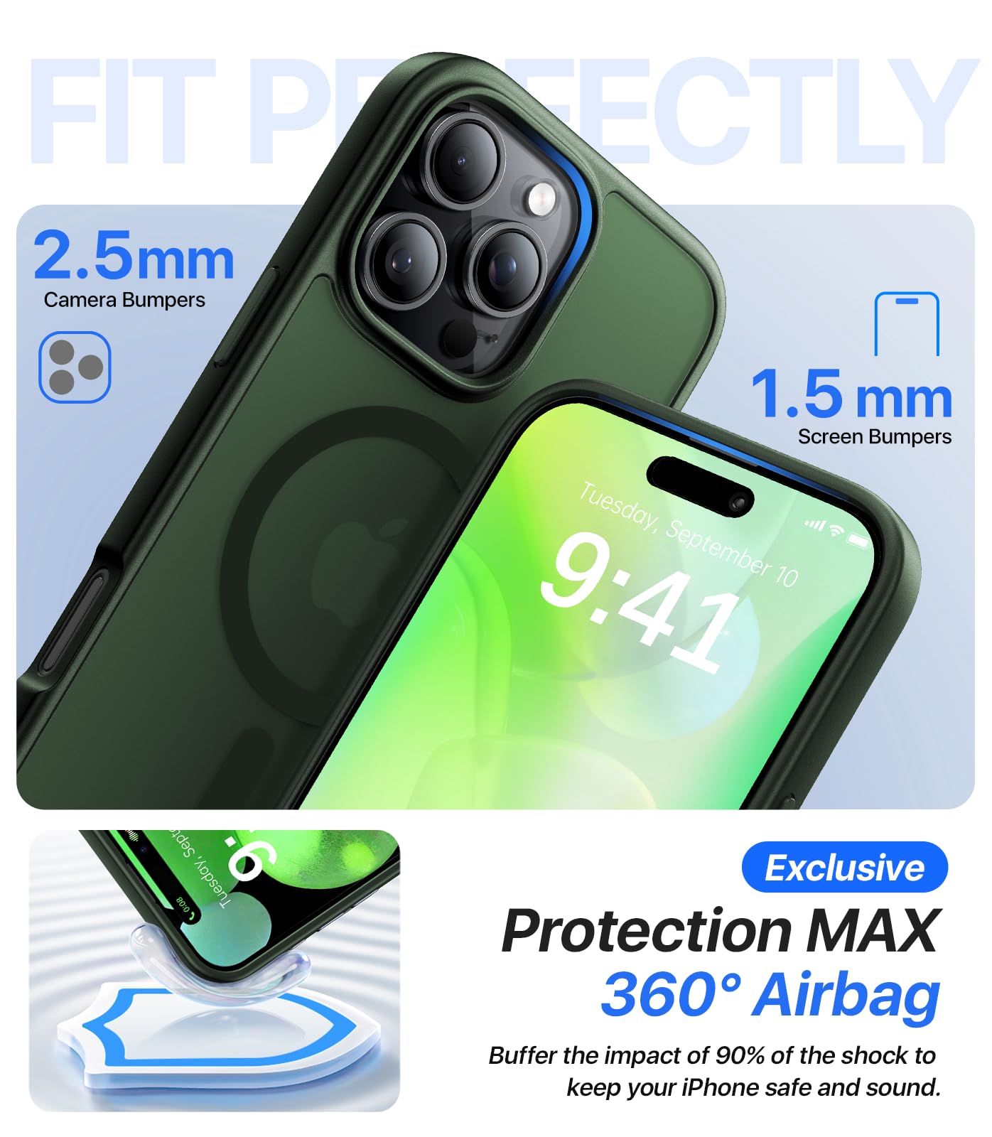 Aulofe Magnetic Shockproof For Iphone 16 Pro Max Case, Skin Friendly[Compatible With Magsafe] [Military Grade Drop Protection]An