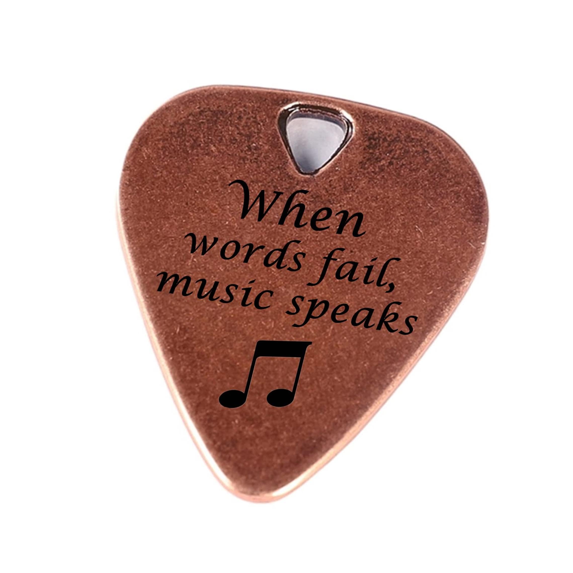 Juppe Guitar Picks & Bass Picks, Copper Electric Guitar Pick Musician Gift For Guitarist When Words Fail Music Speaks Acoustic G