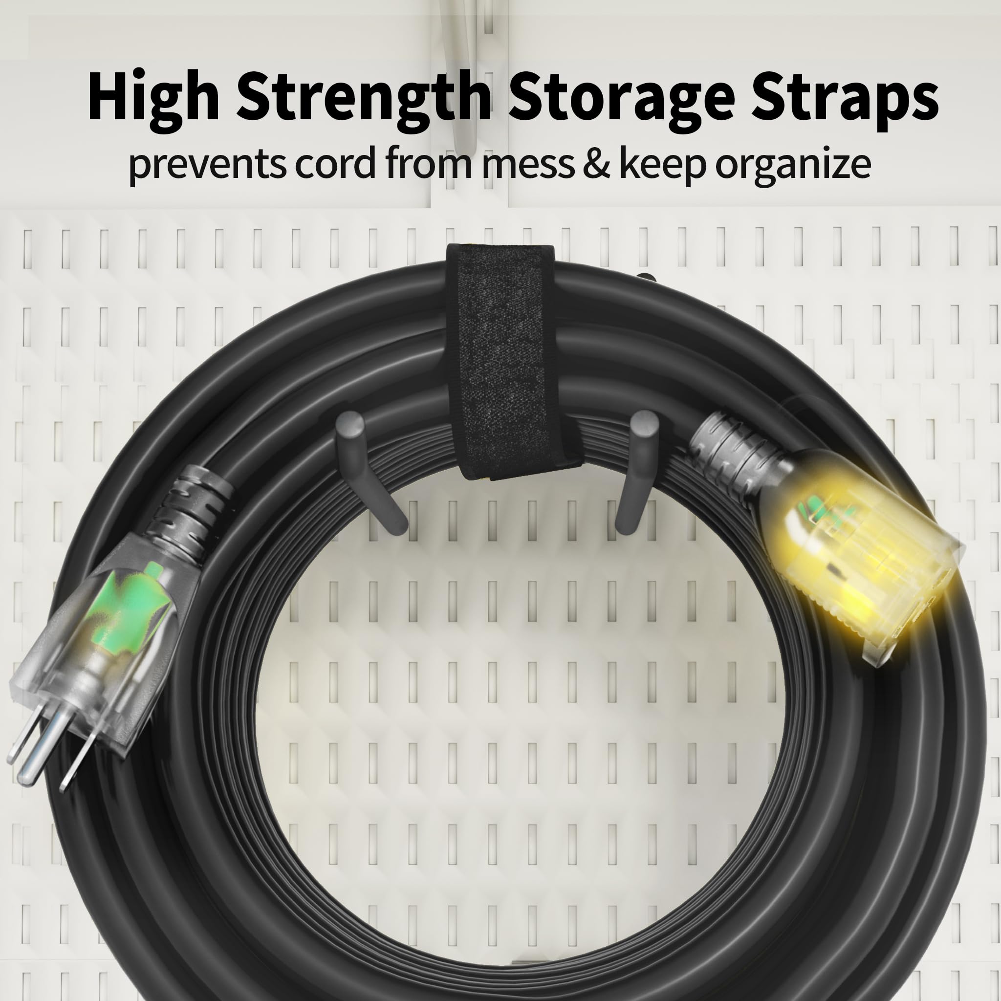 Powgrn 15 Ft 10/3 Black Outdoor Extension Cord Waterproof Heavy Duty 10 Gauge 3 Prong, Flexible Cold Resistant Power Cord Indoor