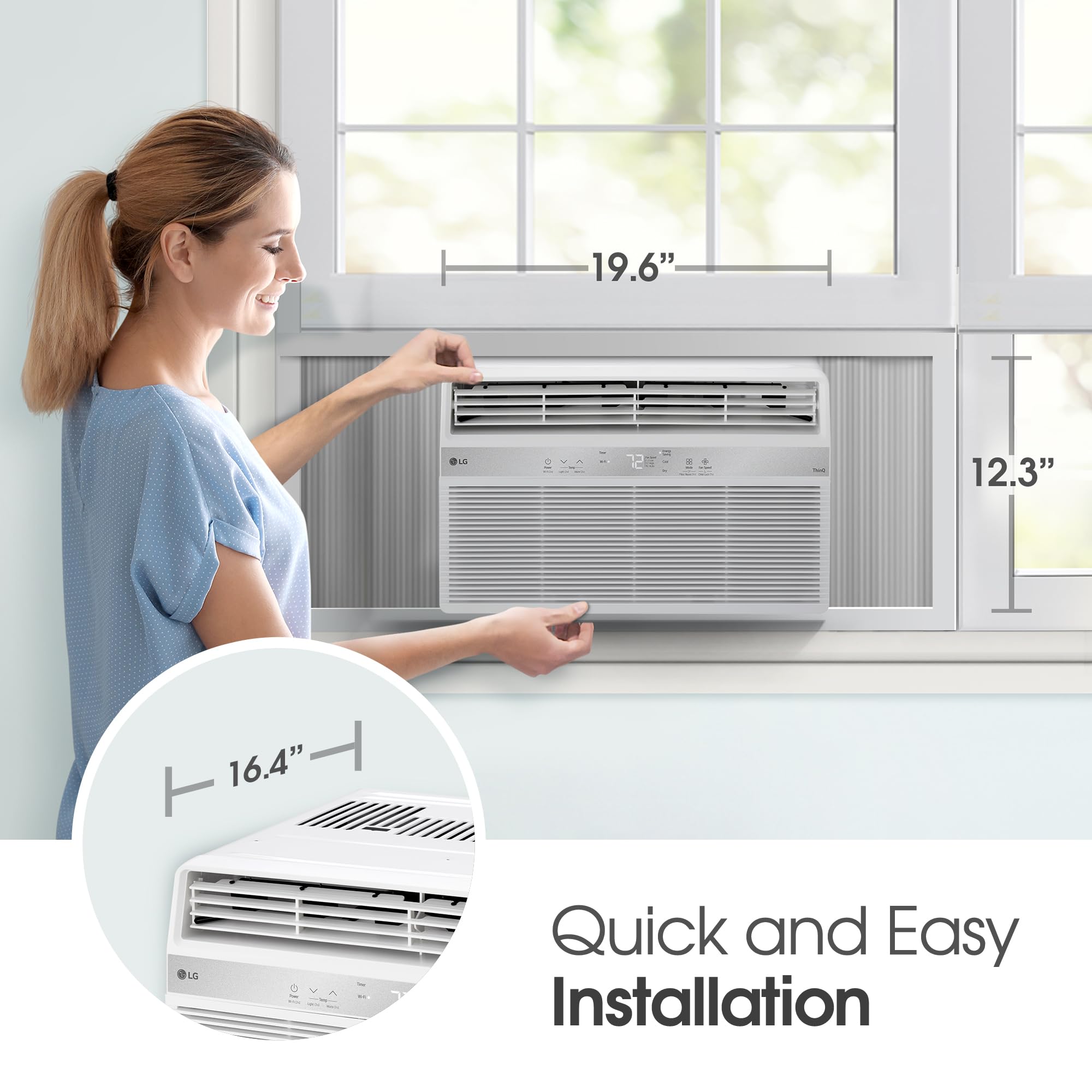 Lg Lw8024Rsmx Window Conditioner, Wi Fi Enabled W/Remote, 350 Sq.Ft, 4 Way Air Deflection, 3 Cooling And Fan Speeds, 115V, 8,000