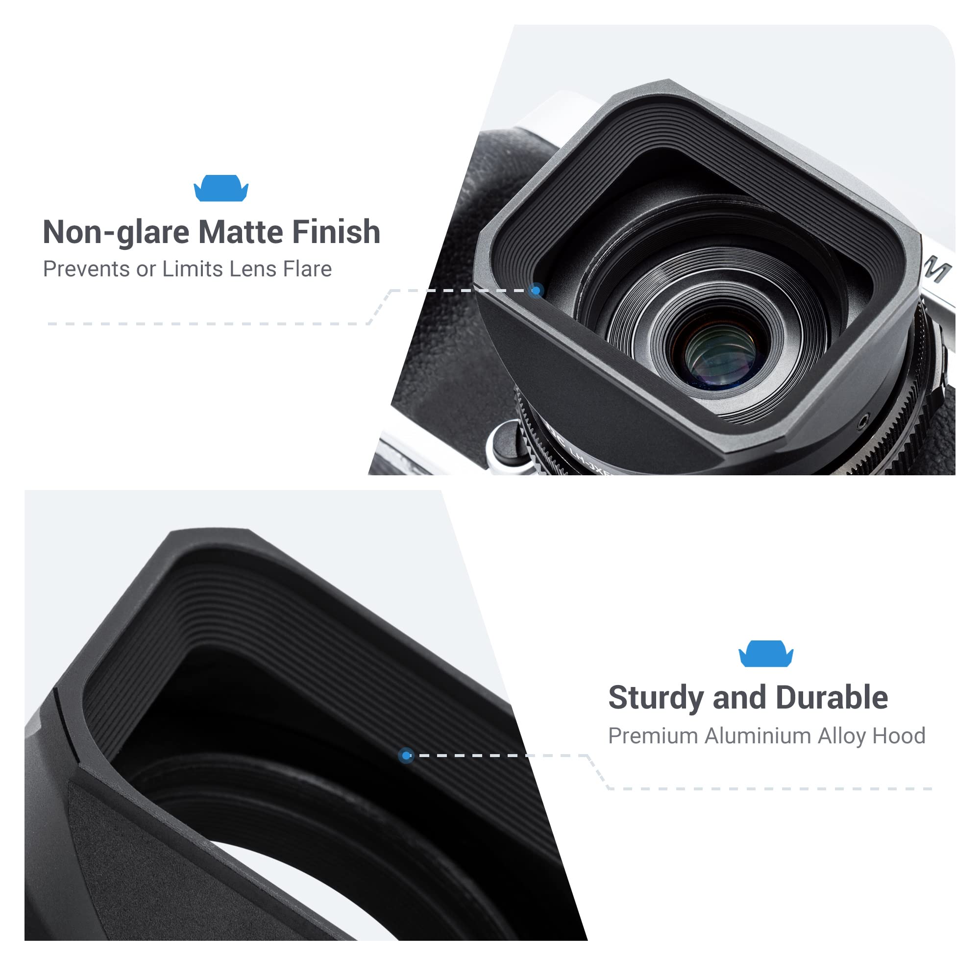 Jjc Square Metal Camera Lens Hood Cover With Lens Cap Replaces Fuji Lh Xf27 For Fujifilm Xf 27Mm F2.8 R Wr & Fujifilm Xf 27Mm F2