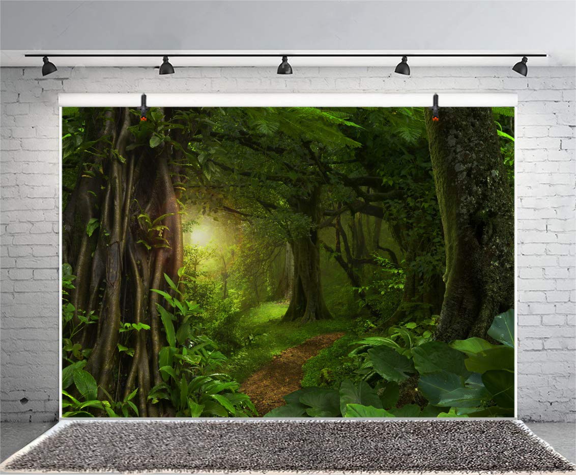 Lfeey 9X6Ft Fairytale Rainforest Photo Backdrop Kids Birthday Party Events Decor Evergreen Forest Jungle Natural Scenery Photogr