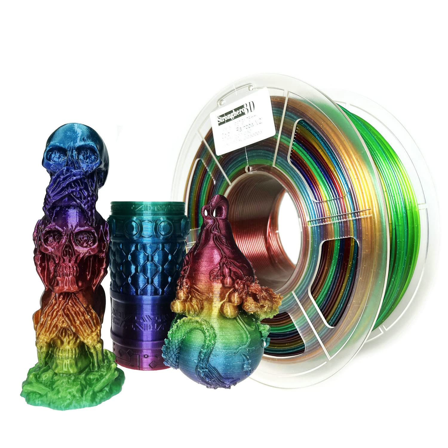 Stronghero3D Petg 3D Printer Filament 175Mm ,Multicolors,Translucent Rainbow ,1Kg(22Lbs) Accuracy  005Mm For Ender3 Cr10