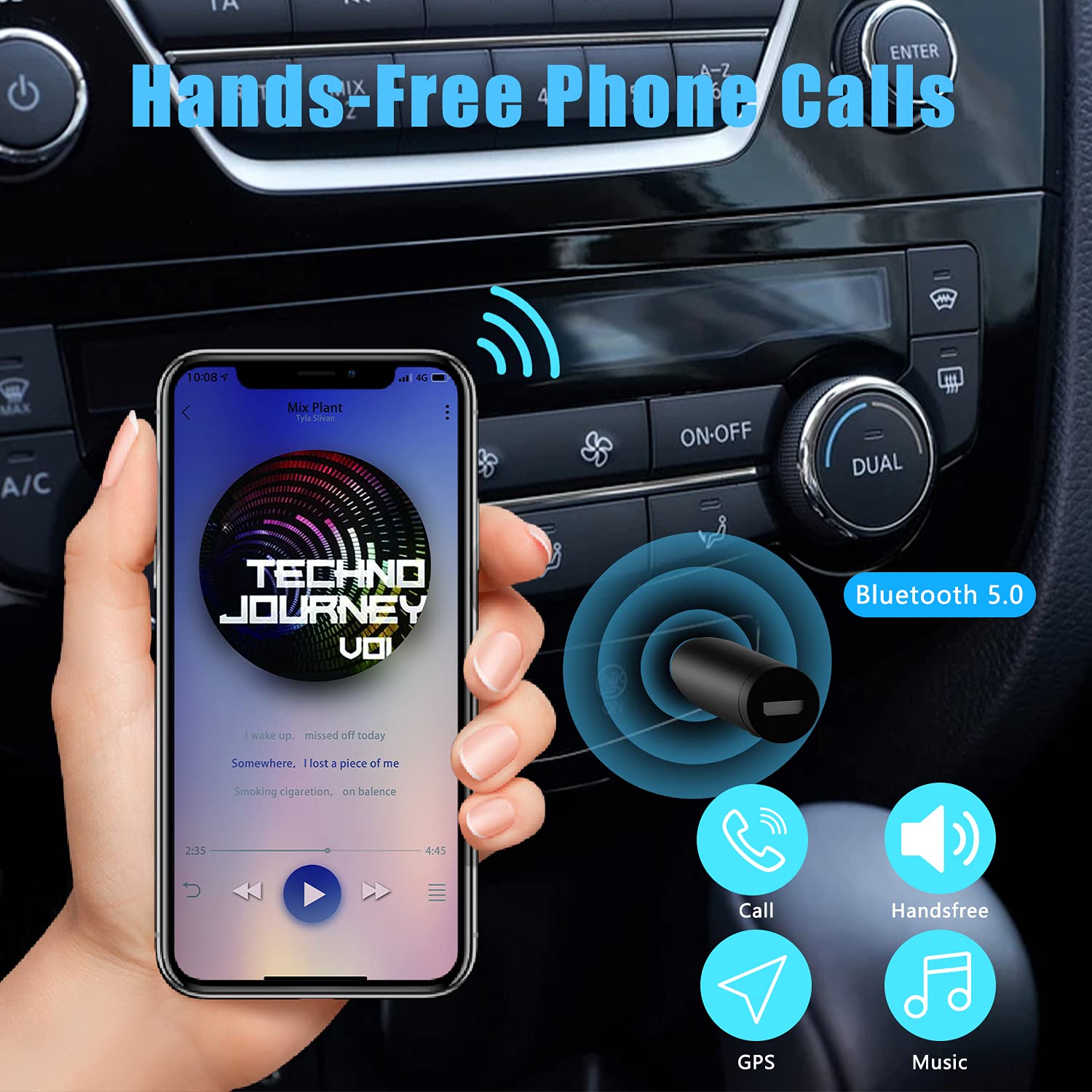 Wireless Bluetooth Aux Adapter, Mini Portable 3.5Mm Bluetooth Aux Receiver For Car, Headphones, Home Stereo Music System (Black)