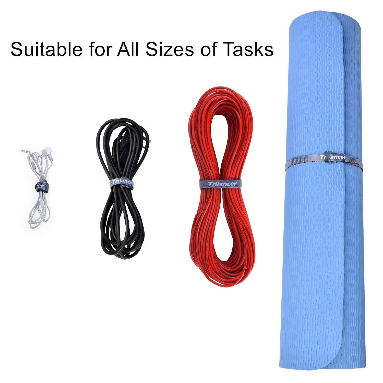 Trilancer Reusable Cable Straps Wire Ties, Pack Of 50 Adjustable Cord Fastener Cable Organizer, 8 Inches (Black)