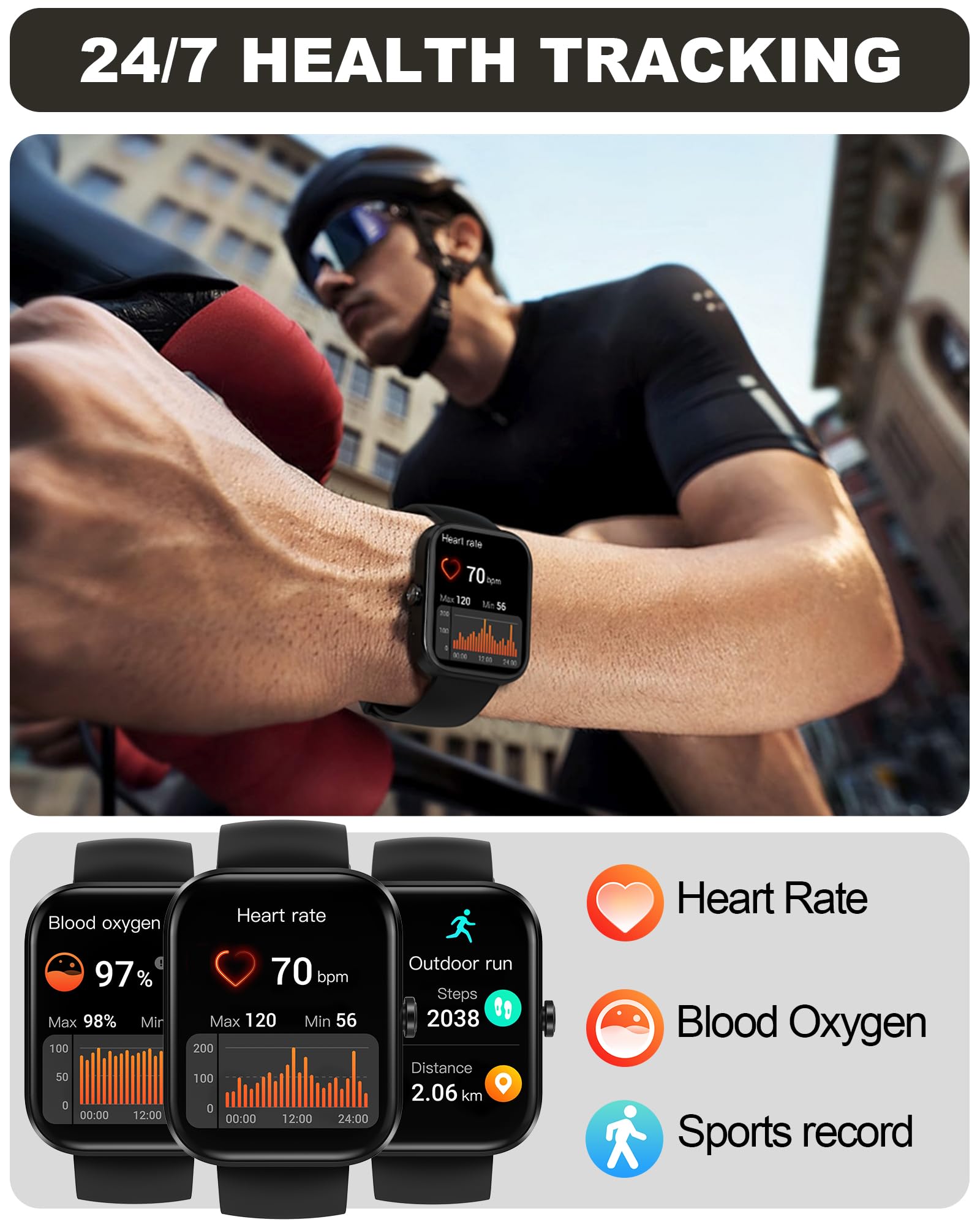 Bambooinn Smart Watch For Men Women(Answer/Make Call) 1.91'' Hd Fitness Smartwatch With Sleep/Heart Rate/Spo2 Monitor, 113+ Spor