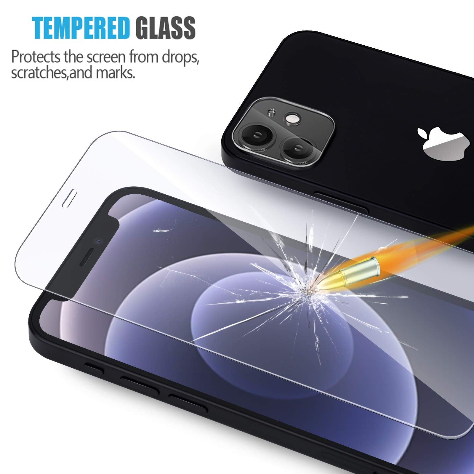 (4 Pack) Tempered Glass Screen Protectors For Iphone 12 Mini 5.4 Inch With Back Covers, Akwox 9H Front Screen Protector And Back