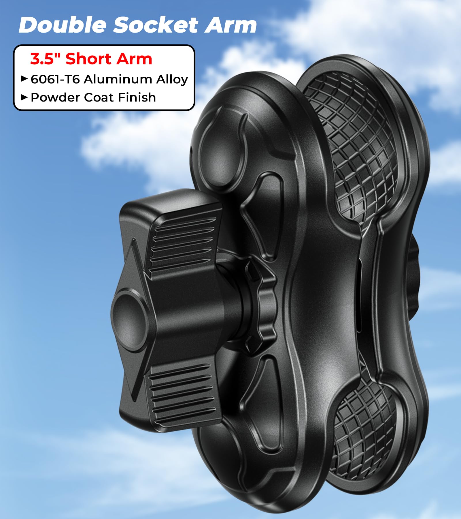 Vazeswin Double Socket Arm 3.5'' Aluminum Alloy Short Arm Compatible With Ram Mount C Size 1.5'' Ball Components