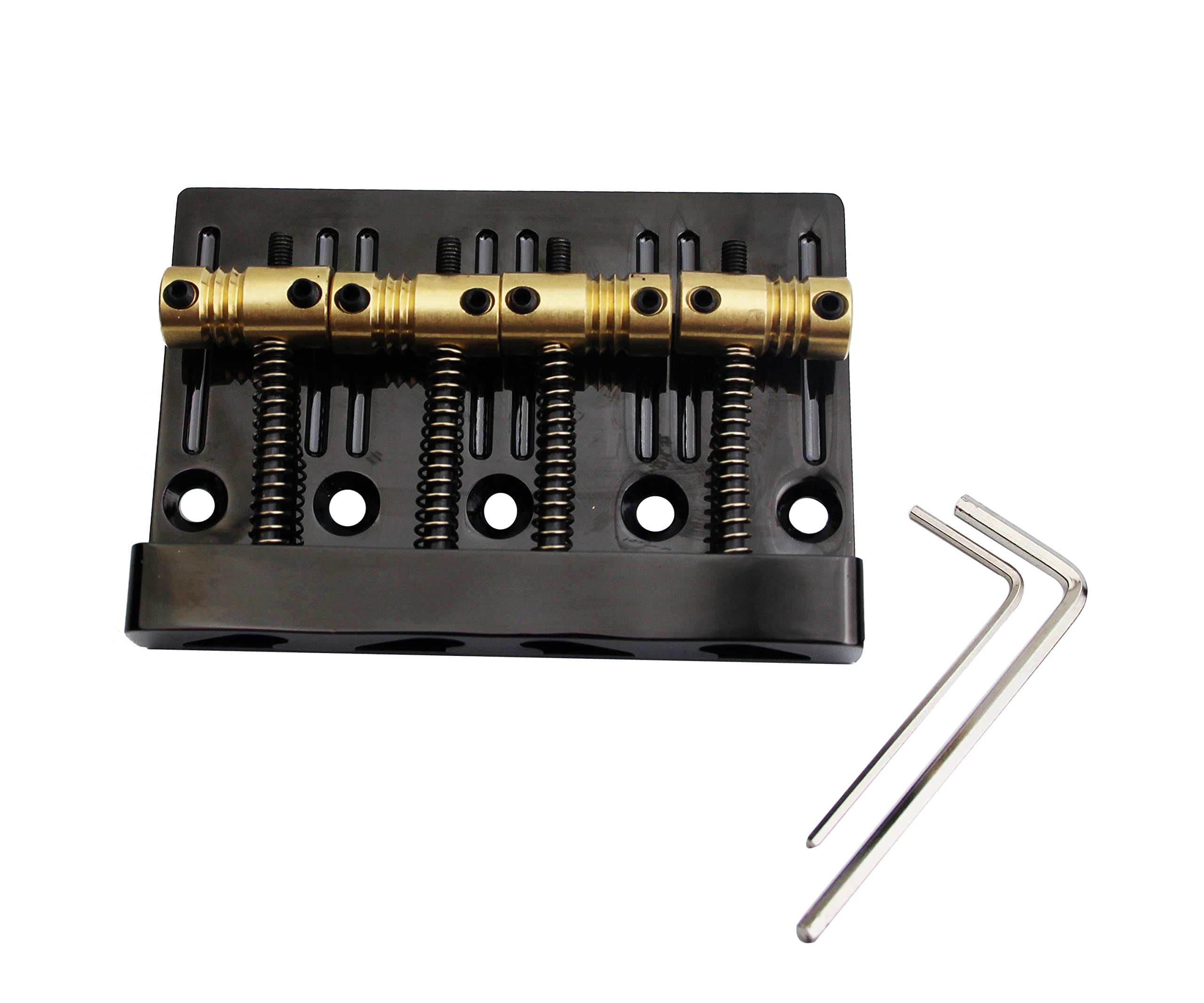 Guyker 4 String High Mass Bass Bridge with Vintage CNC Machined Brass Saddles Tailpiece Replacement for Jazz Electric Bass (GB40