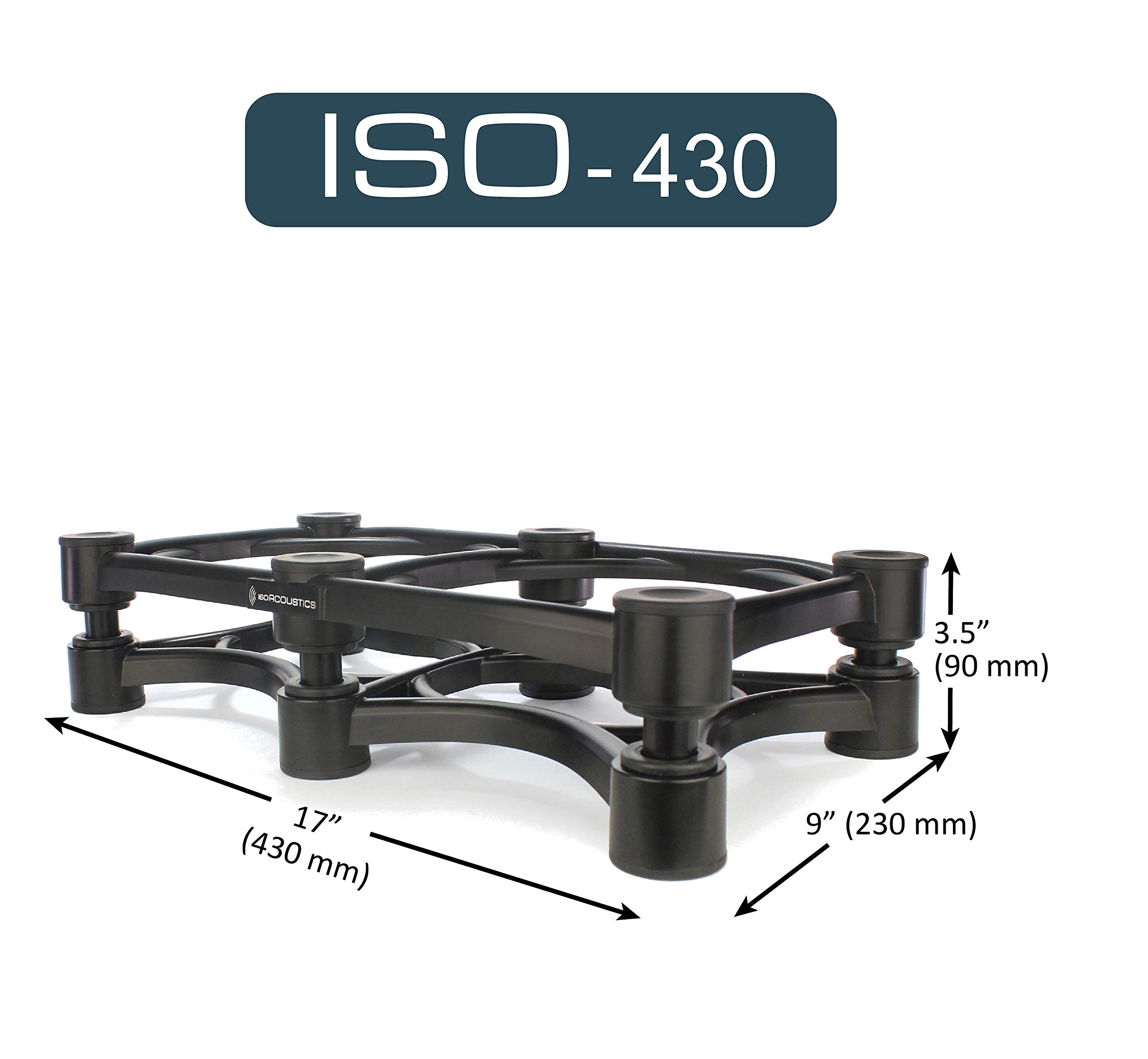Isoacoustics Iso Stand Series Speaker Isolation Stands With Tilt Adjustment: Iso 430 (17'' X 9'') Single
