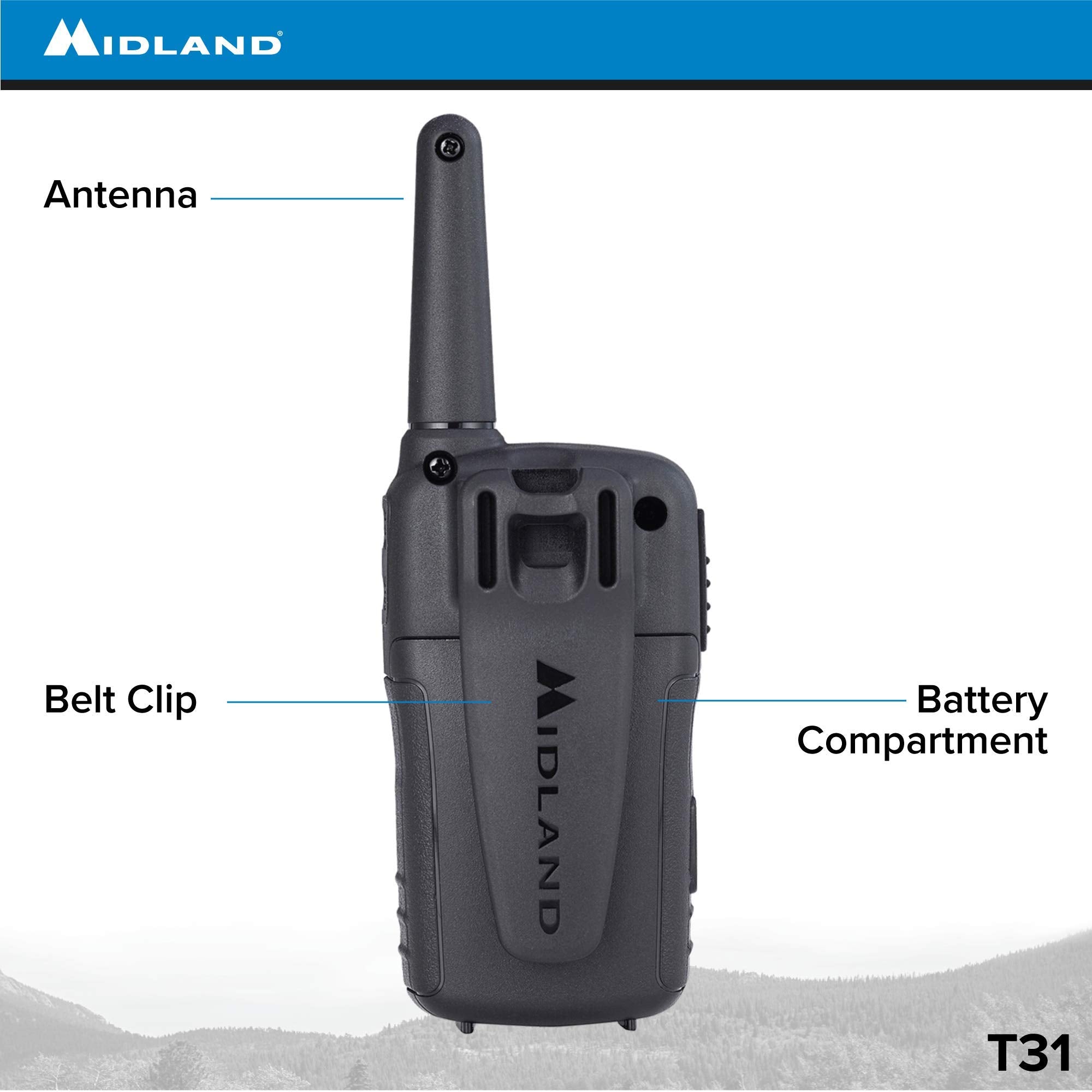 Midland T31Vp 22 Channel Frs Walkie Talkie   Up To 26 Mile Range Two Way Radio   Red/Black (Pack Of 8)