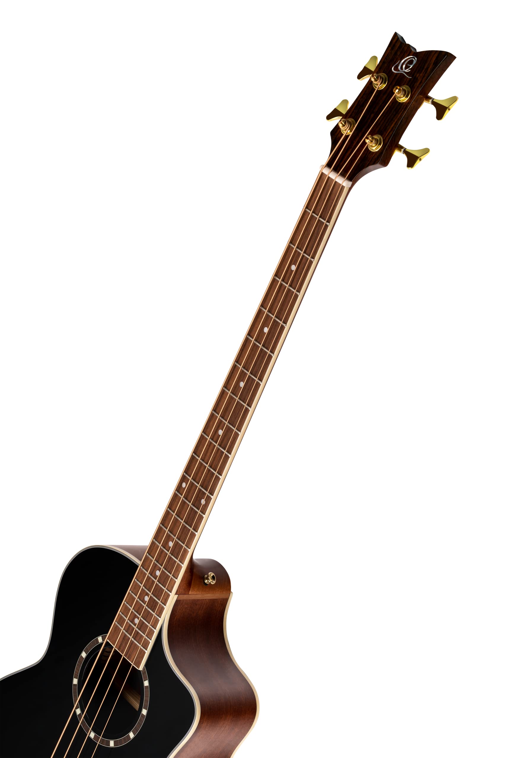Ortega Guitars Deep Series 4 String Acoustic Bass Guitar, Right-Handed, Black, (D8Ce-4)