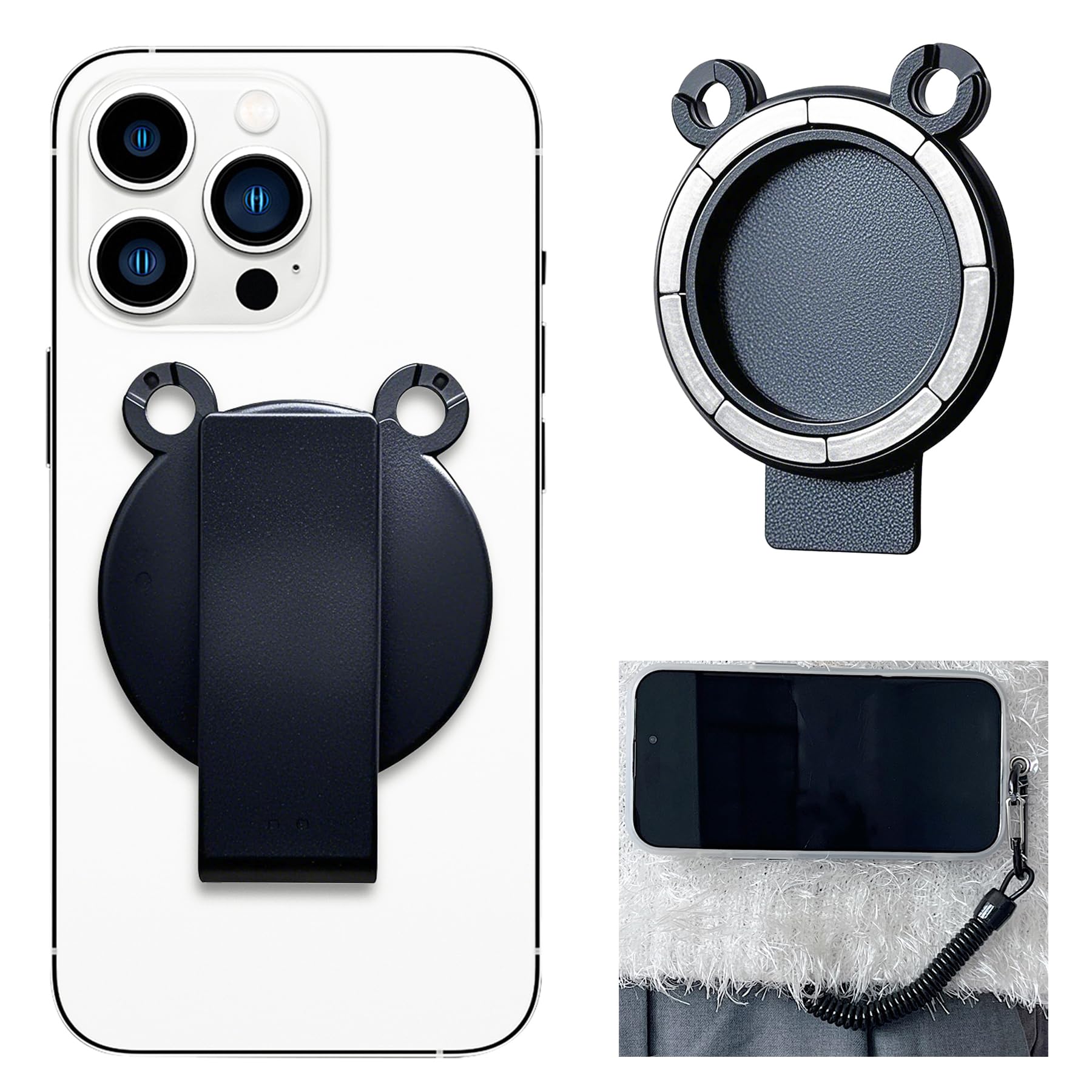 CCSamll Magnetic Phone Belt Clip Holder with Anti Theft Phone Chain, Detachable Holster Belt Clip for Hiking Travel Outdoor Clim