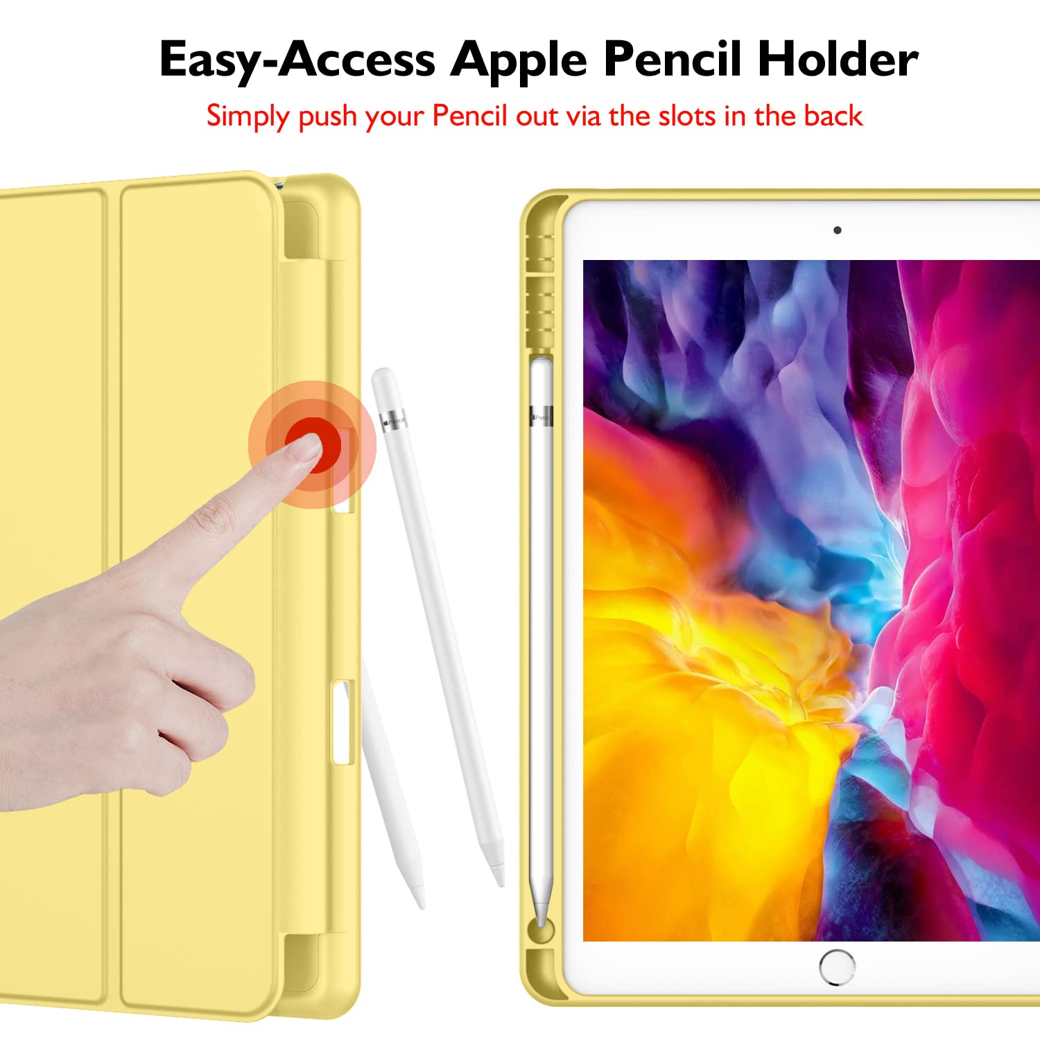 Imieet Ipad 9.7 Case (2018/2017 Model, 6Th/5Th Generation), Smart Cover With Pencil Holder And Soft Baby Skin Silicone Back And Full Body Protection, Auto Wake/Sleep Cover (Yellow)