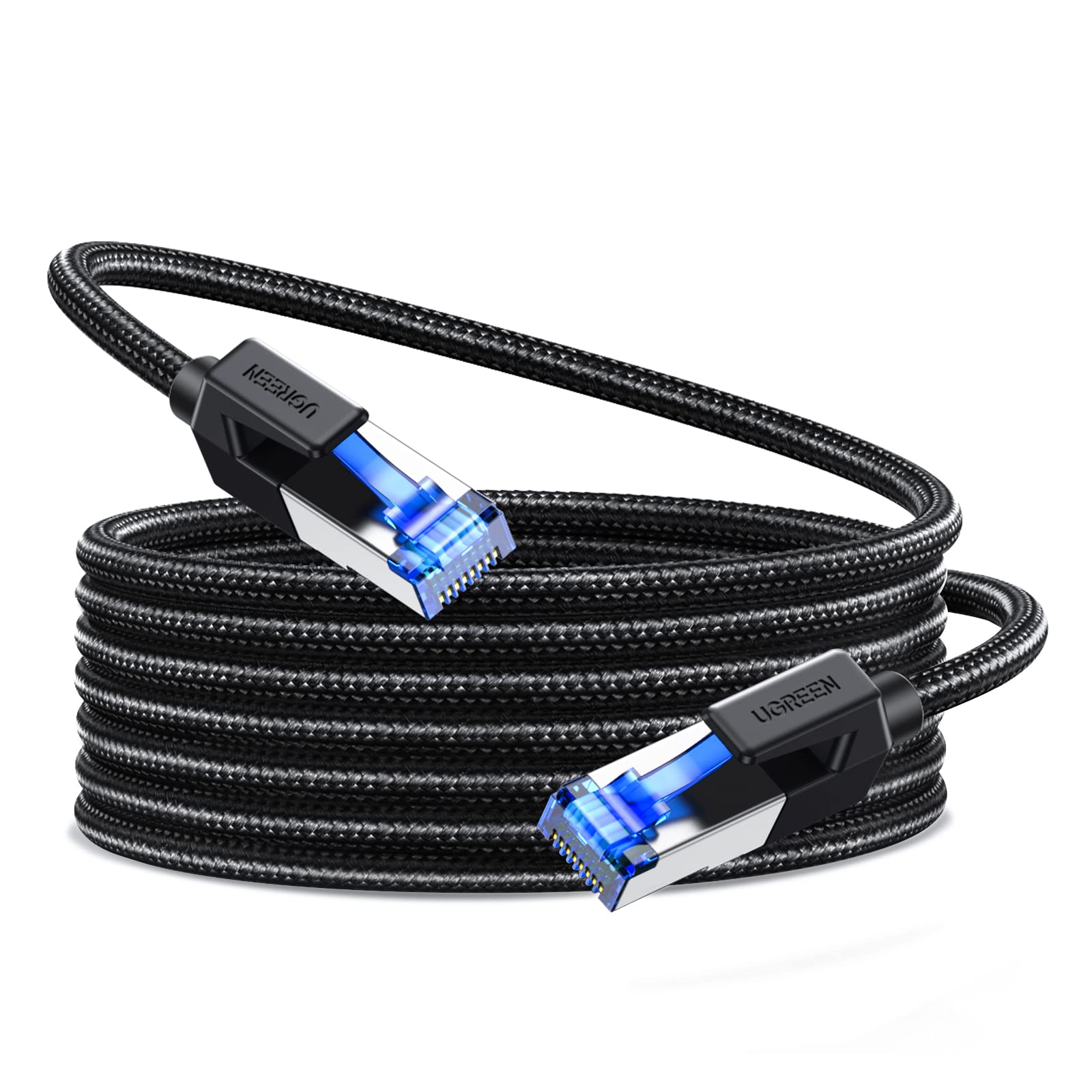 UGREEN Cat 8 Ethernet Cable 30FT, High Speed Braided 40Gbps 2000Mhz Network Cord Cat8 RJ45 Shielded Indoor Heavy Duty LAN Cables