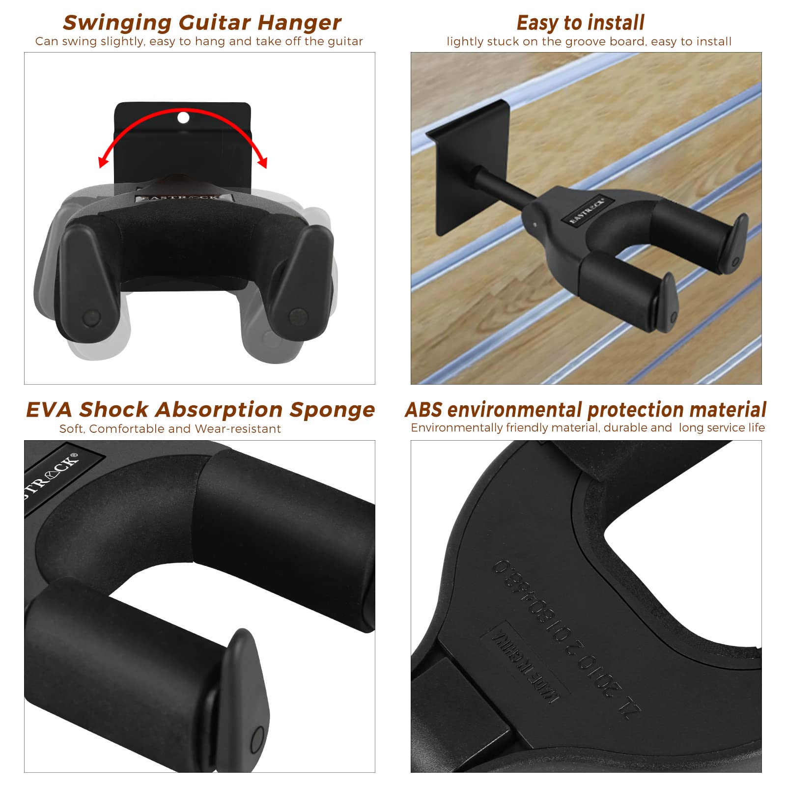 Eastrock Slatwall Guitar Wall Hanger, Guitar Wall Mount Locking, Guitar Hanger Wall Hook Holder Stand, Slot Plate Guitar Wall Mo