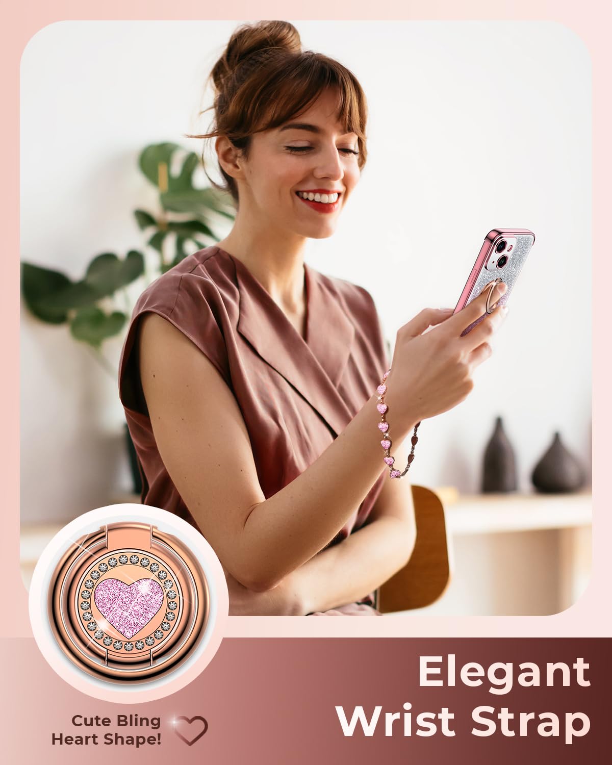 Xyz For Iphone 13 Mini Case With Stand, Phone Case With Double Ring Kickstand, Women Girls Bling Luxury Glitter Clear Phone Case