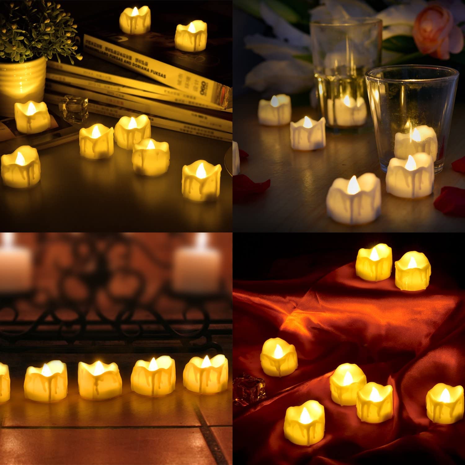 Elander Led Tea Lights Flameless Candle With Timer, 6 Hours On And 18 Hours Off, 1.4 X 1.3 Inch, Warm White, [12 Pack] (New Warm