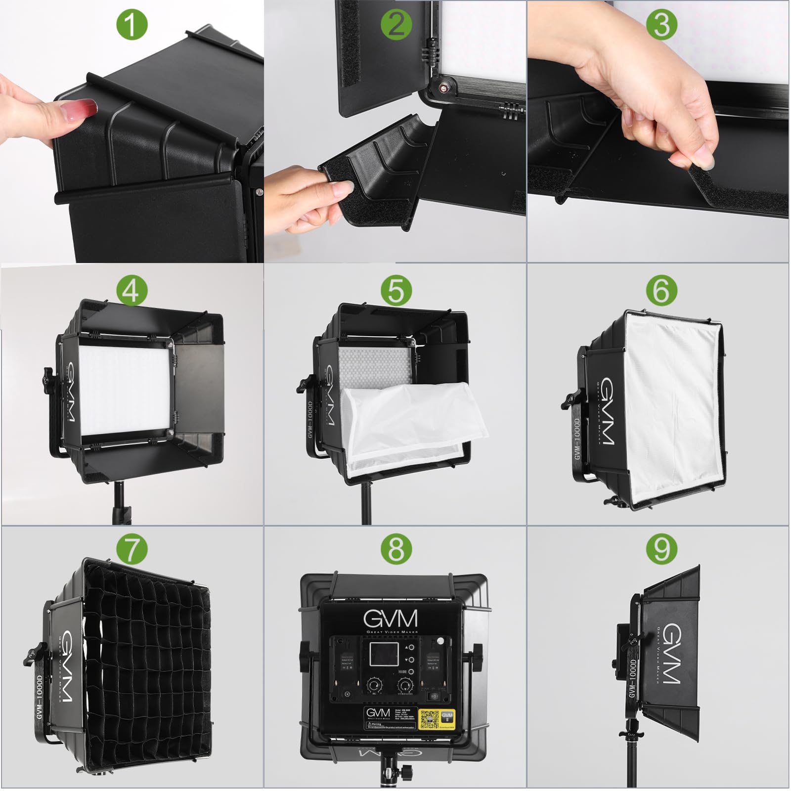 Gvm Foldable Softbox Diffuser With Grid Beehive For Rgb 680Rs, 880Rs Series Video Light, Suitable For Studio Lighting, Portrait