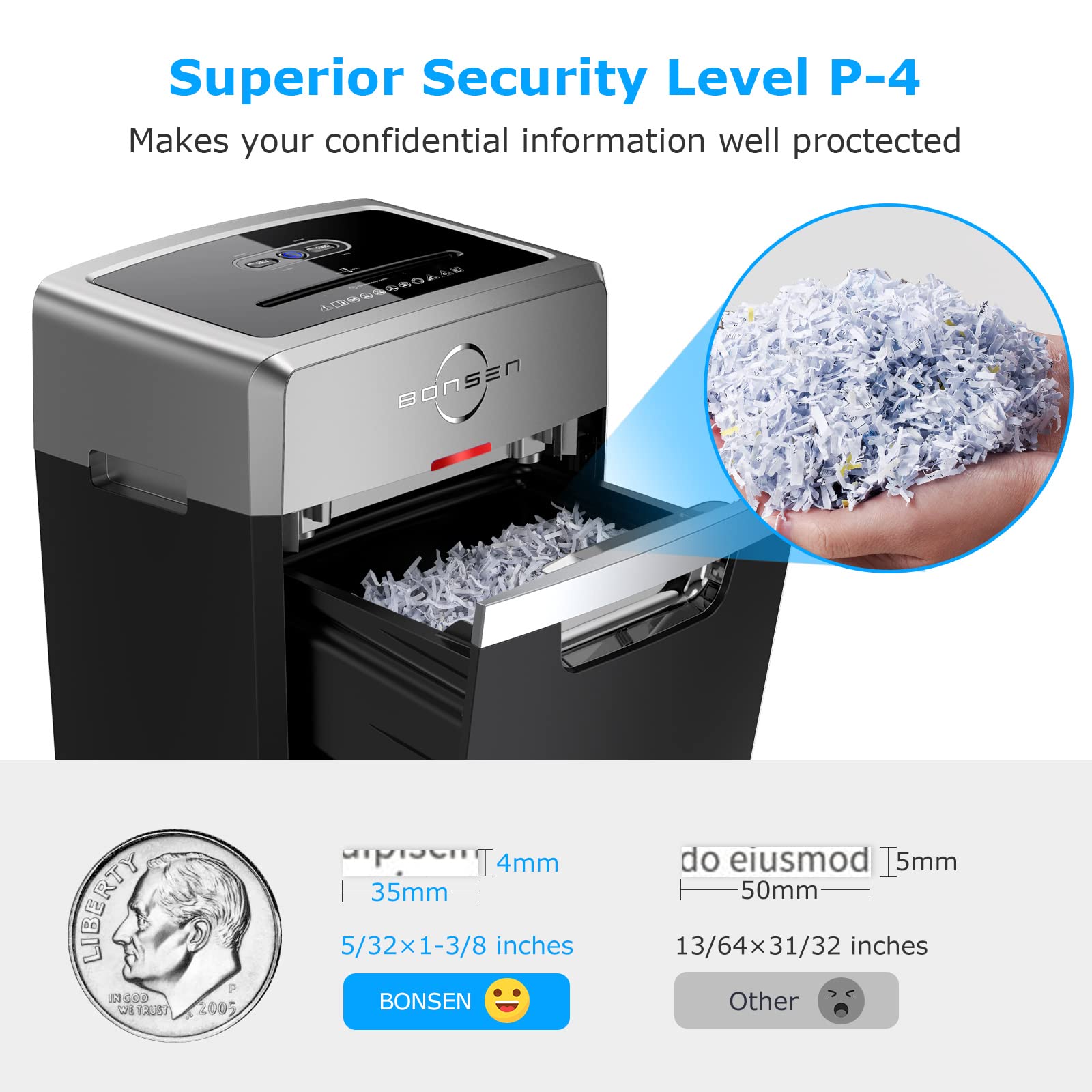 Bonsen Heavy Duty Paper Shredder, 24 Sheet Cross Cut Shredder, 40 Min Continuous Running Time, Commercial Grade Shredder For Off