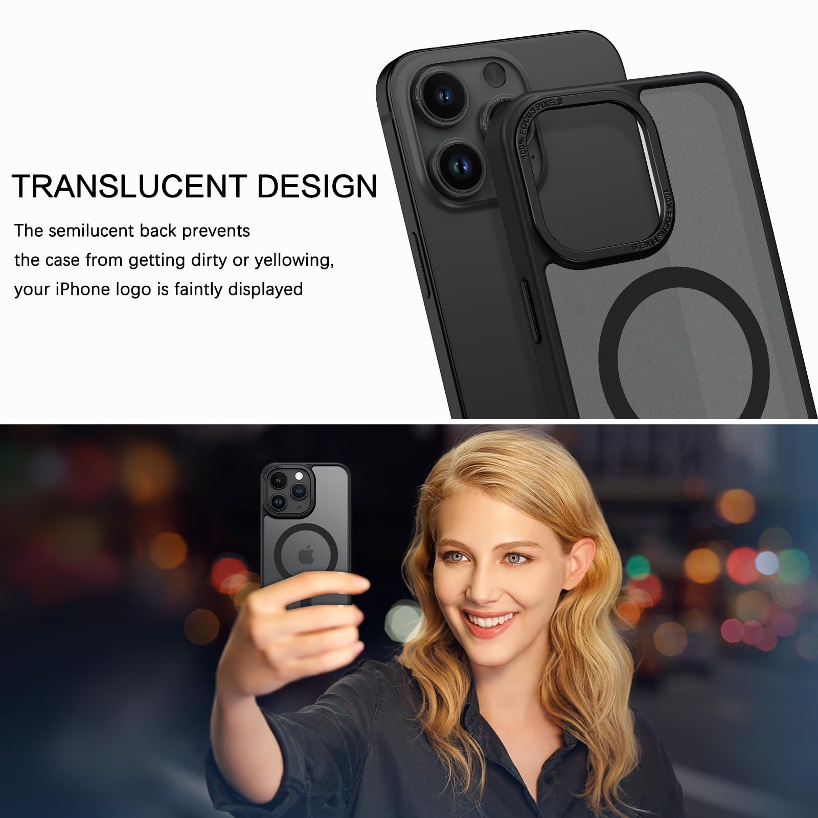 Bentoben For Iphone 15 Pro Max Case,[Compatible With Magsafe] Iphone 15 Pro Max Magnetic Phone Case Translucent Matte Shockproof